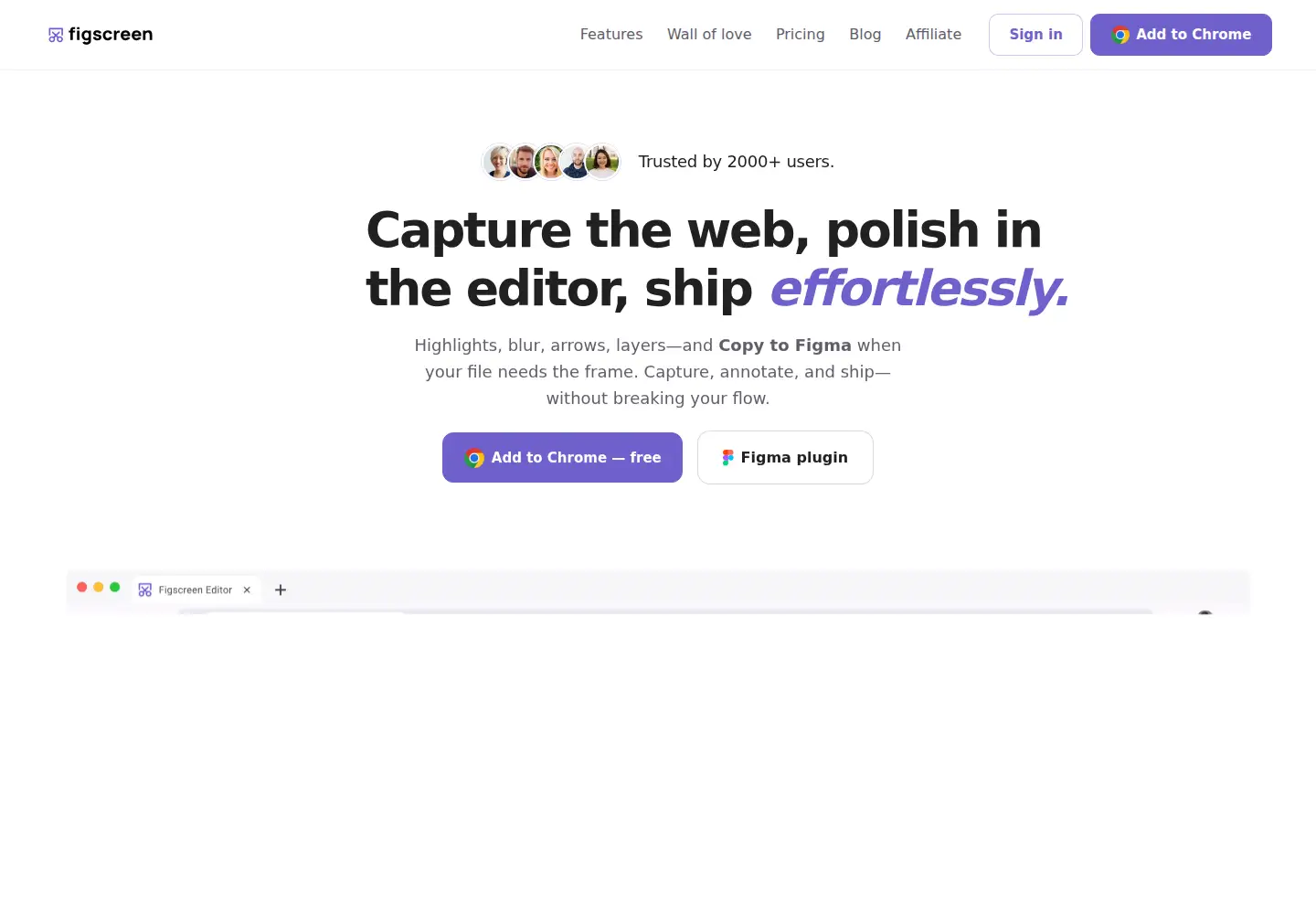 Captured homepage of figscreen.com in the current scan