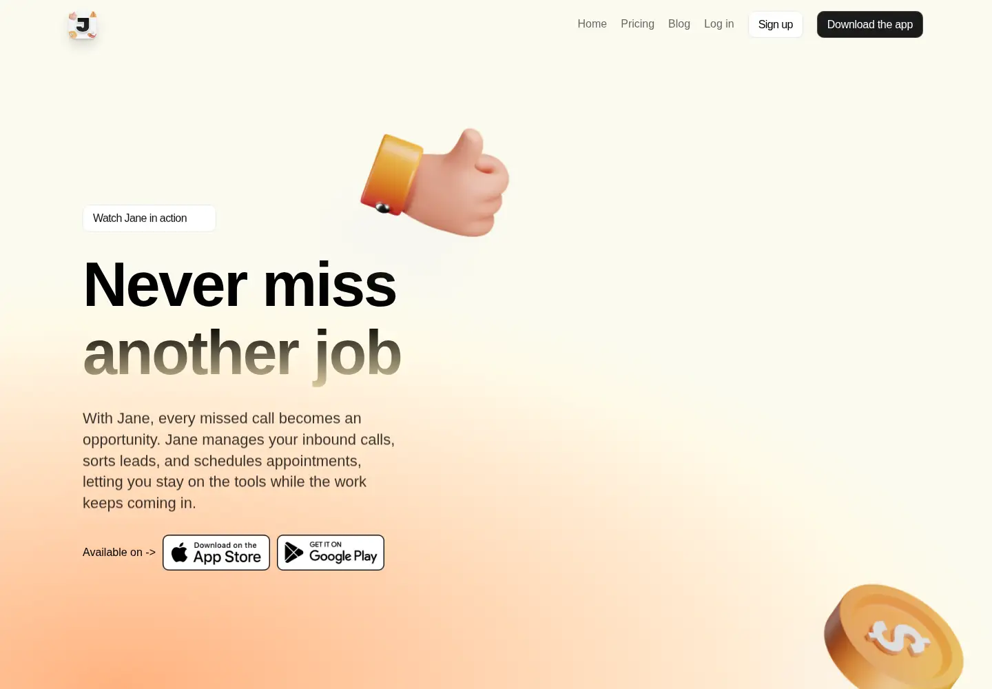 Captured homepage of heyjane.ai in the current scan