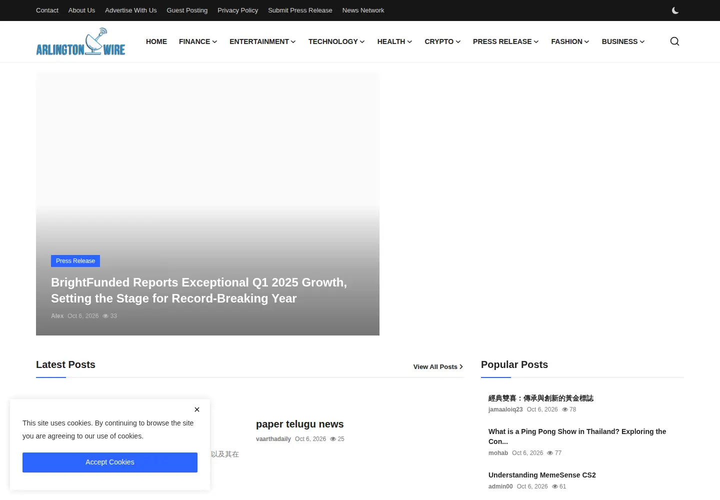 Screenshot of arlingtonwire.com