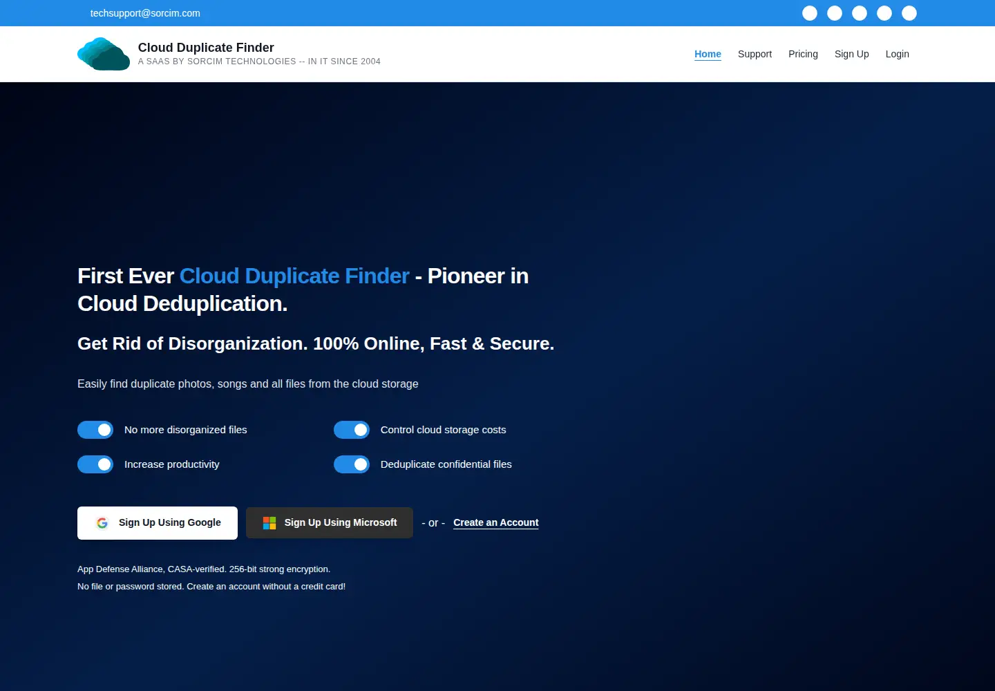 Captured homepage of cloudduplicatefinder.com in the current scan