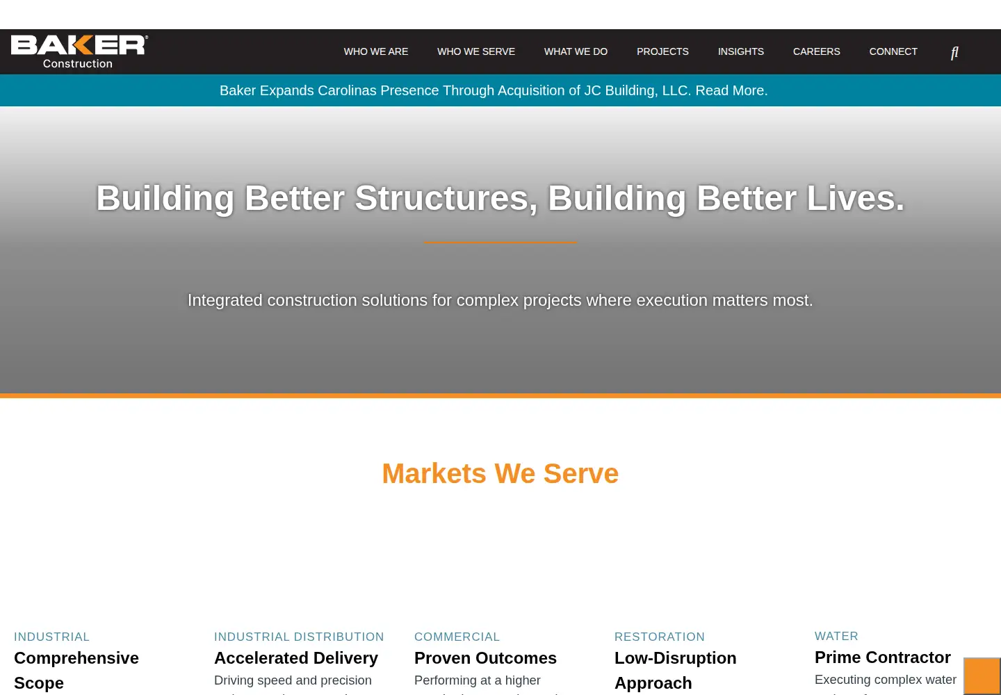 Screenshot of bakerconstruction.com