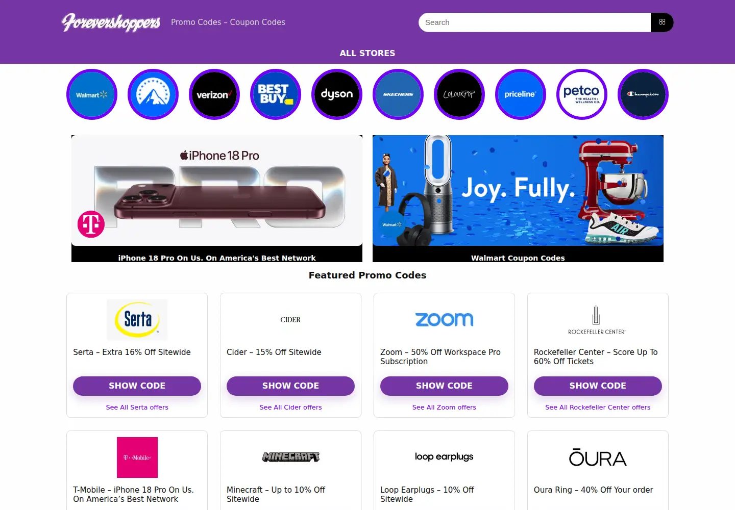 Screenshot of forevershoppers.com