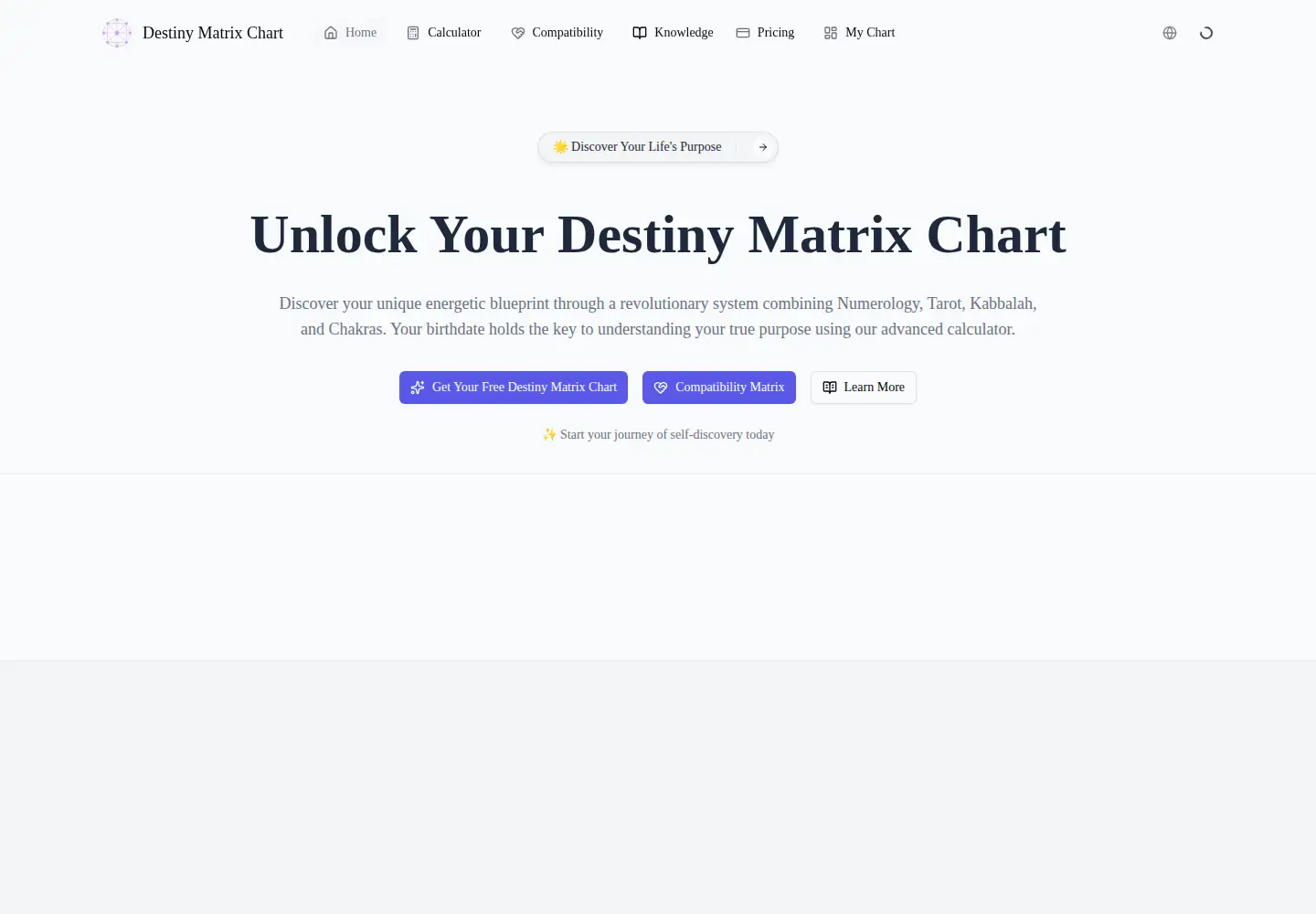 Captured homepage of destinymatrixchart.net in the current scan