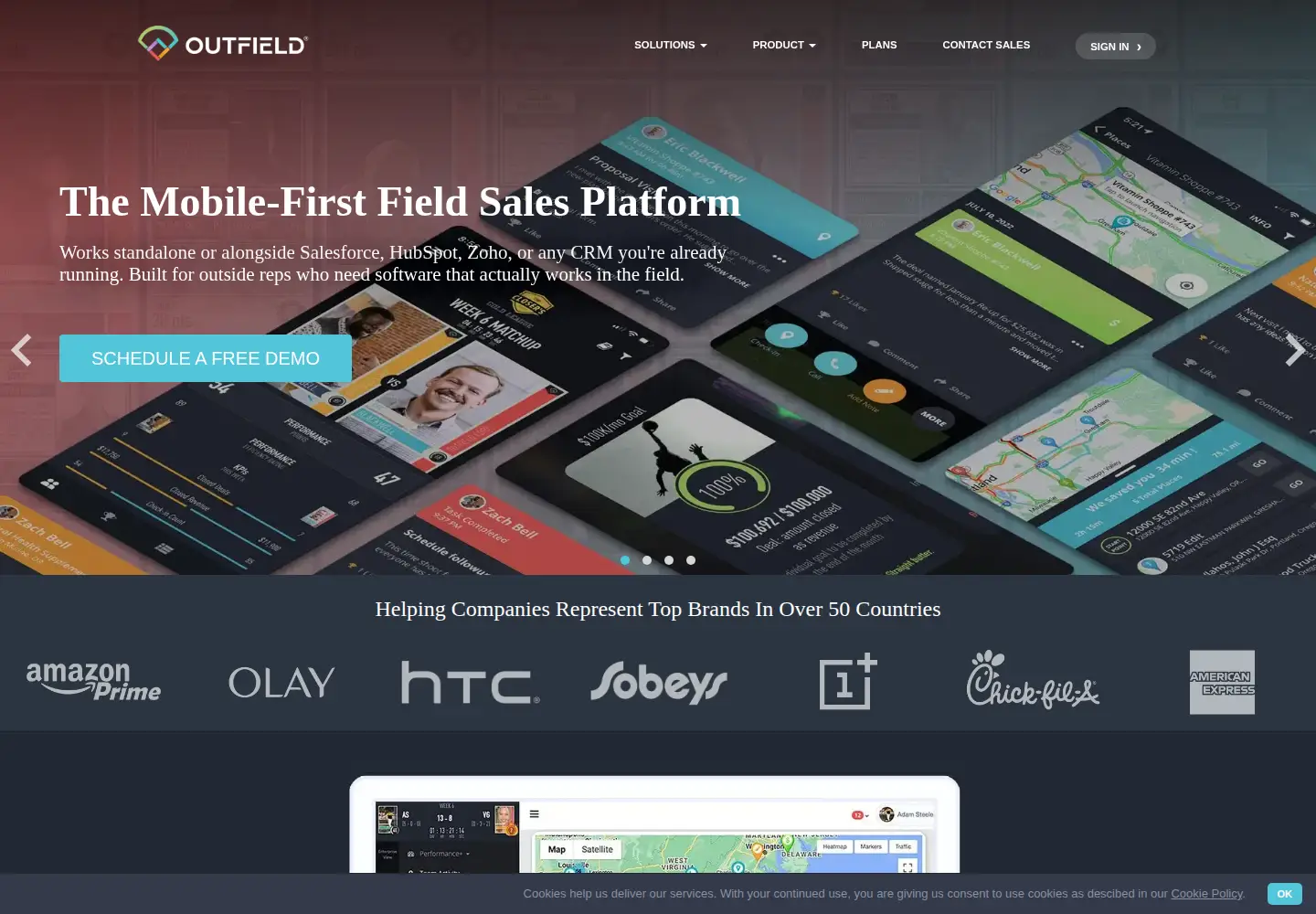 Captured homepage of outfieldapp.com in the current scan