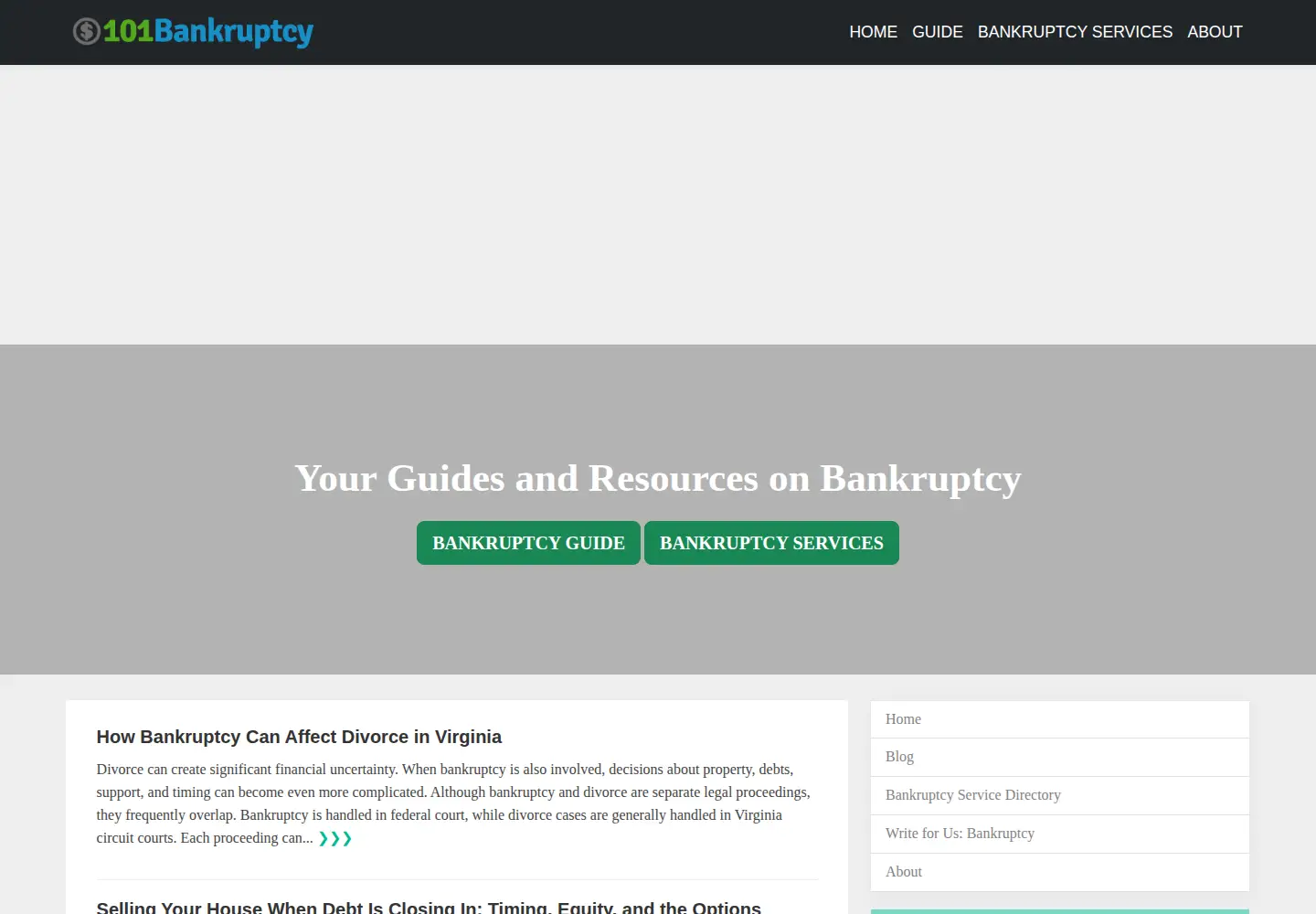 Screenshot of 101bankruptcy.com