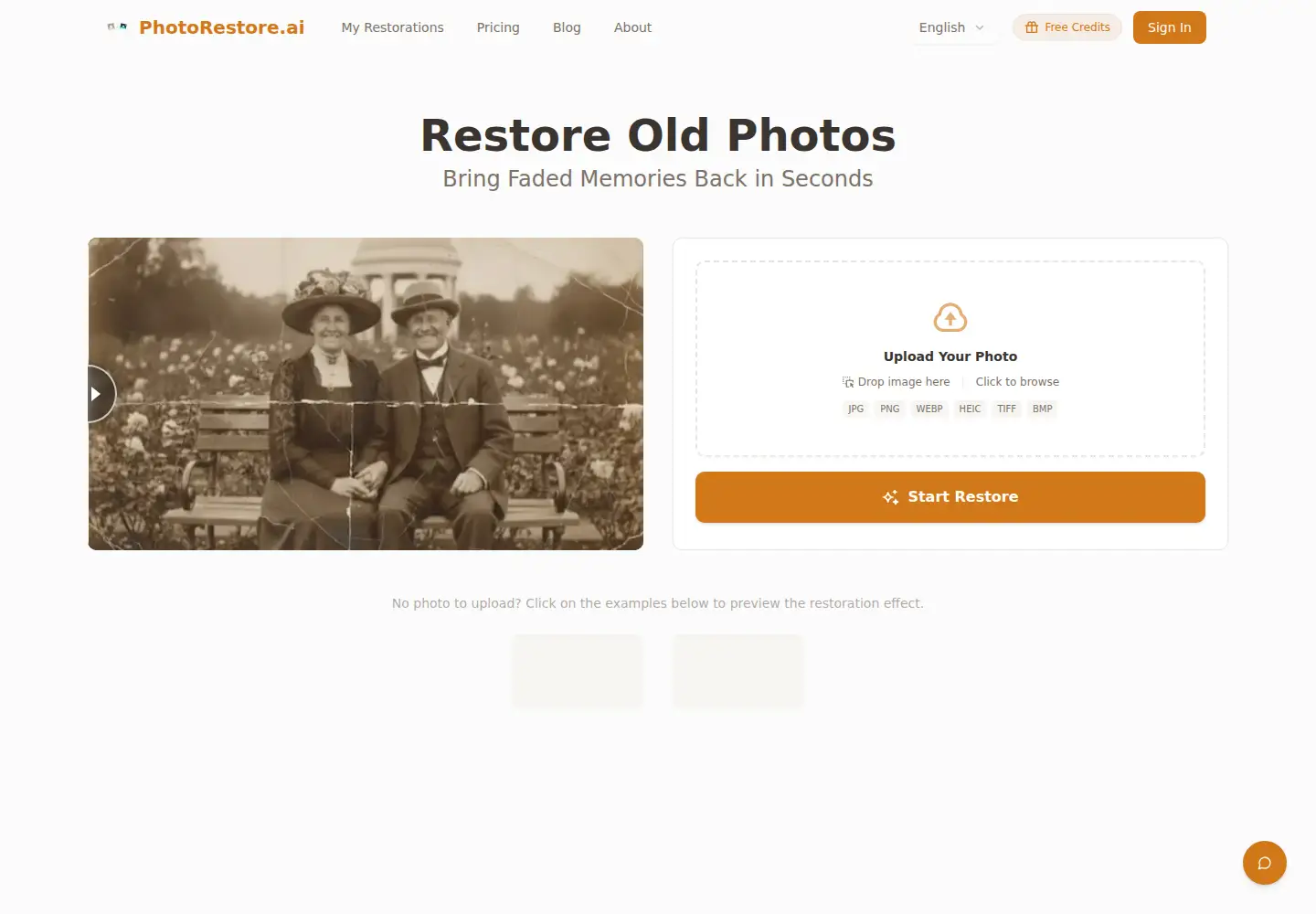 Captured homepage of photorestore.ai in the current scan