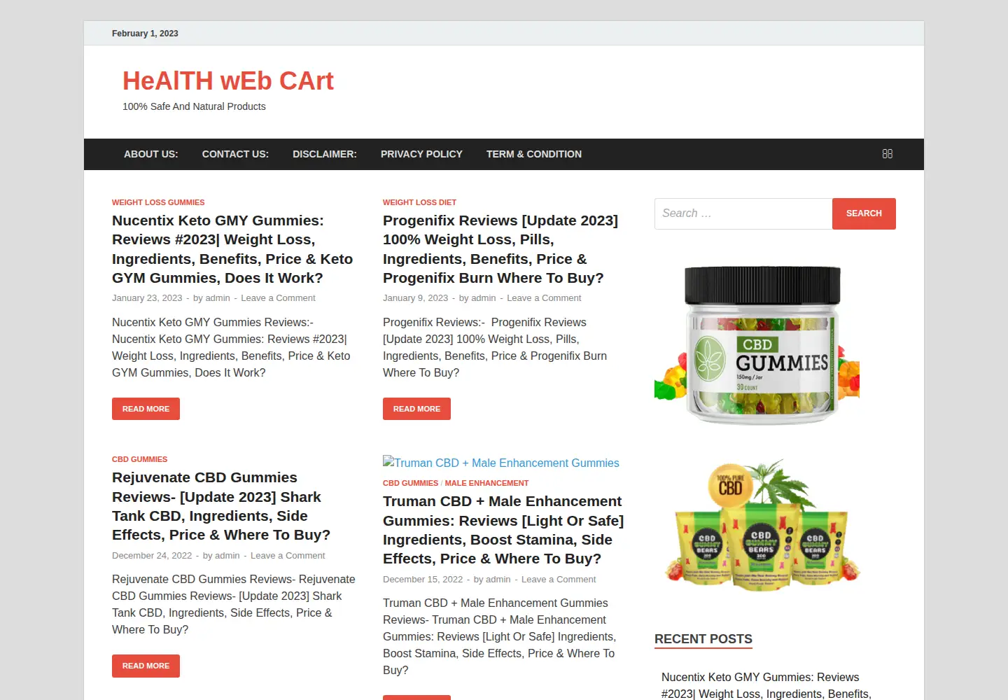 Captured homepage of healthwebcart.com in the current scan
