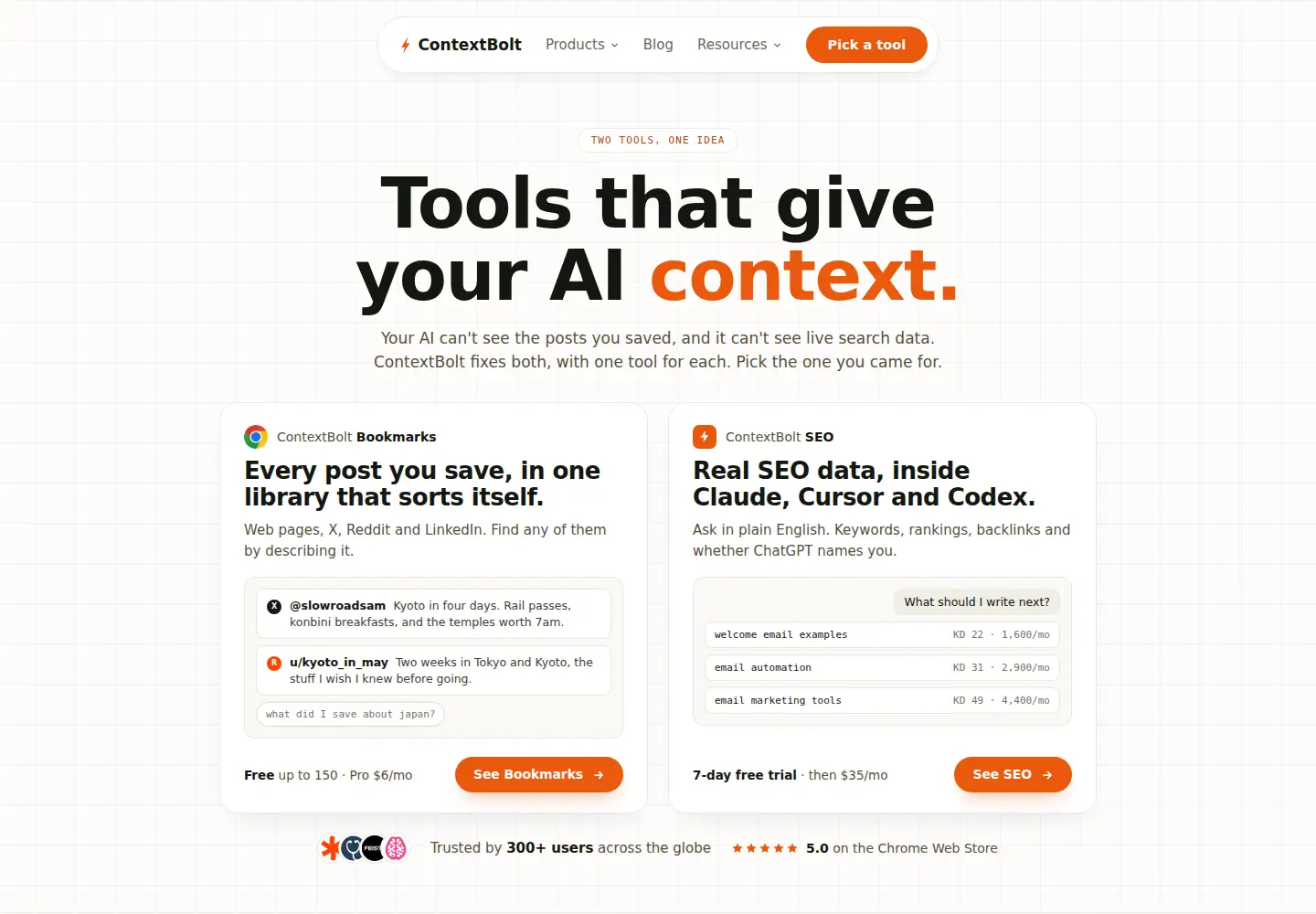 Screenshot of contextbolt.com