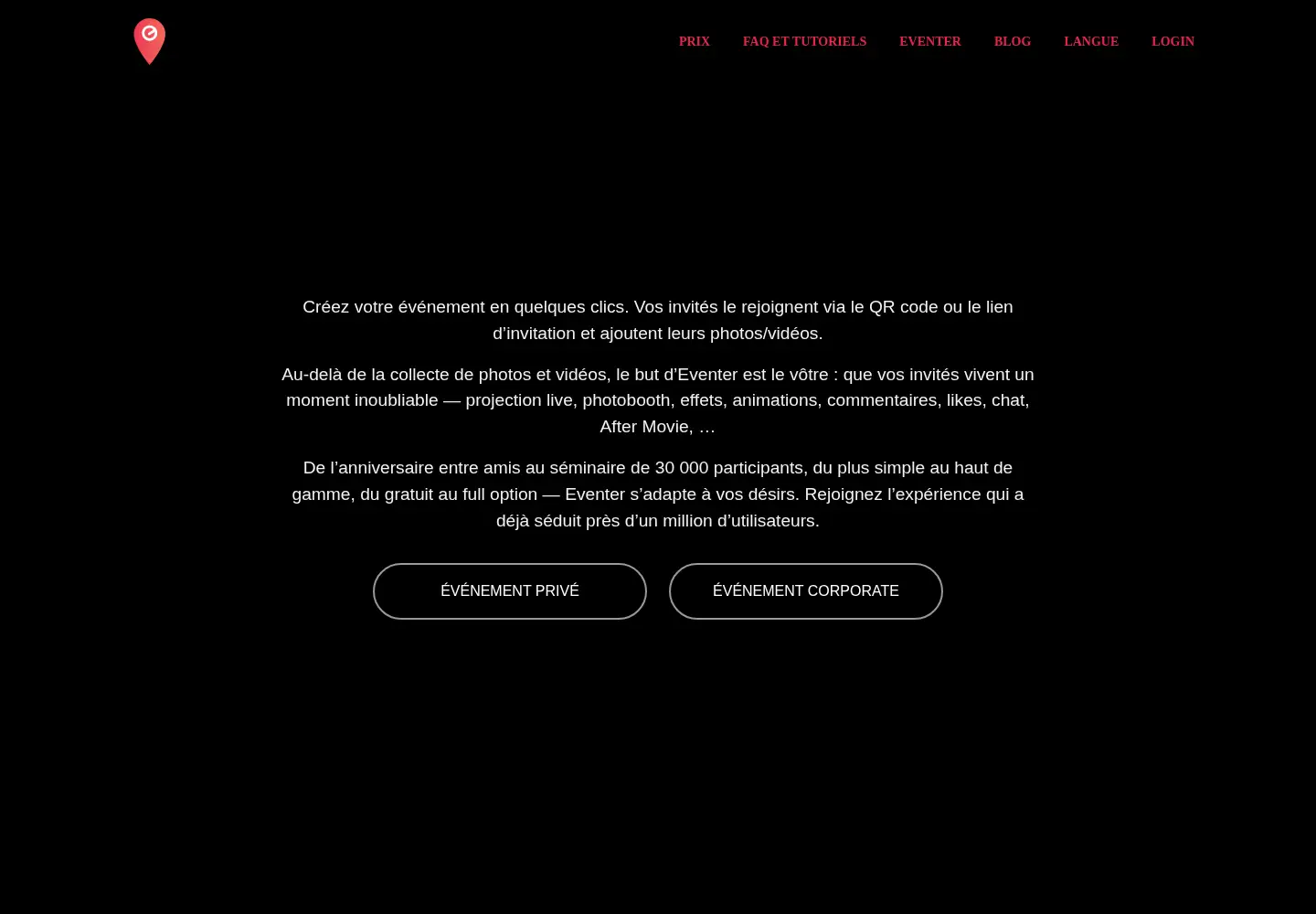 Captured homepage of eventer.cc in the current scan