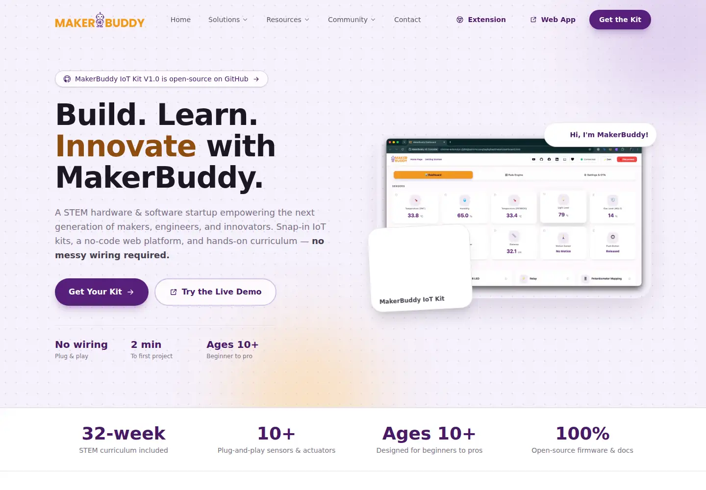 Captured homepage of makerbuddy.cc in the current scan