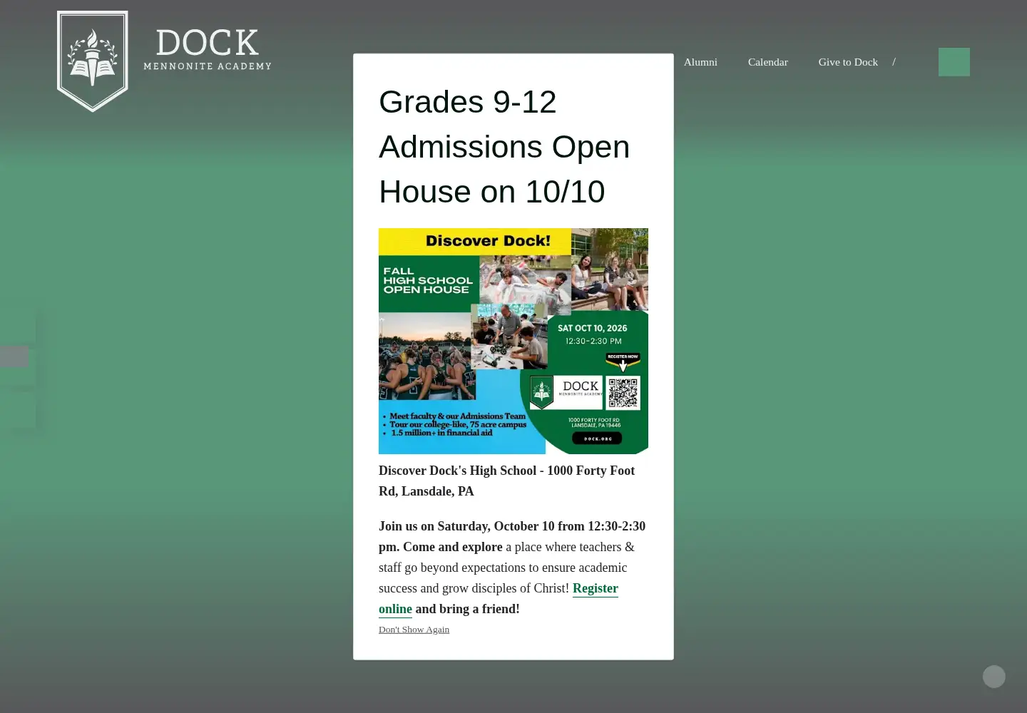 Captured homepage of dock.org in the current scan