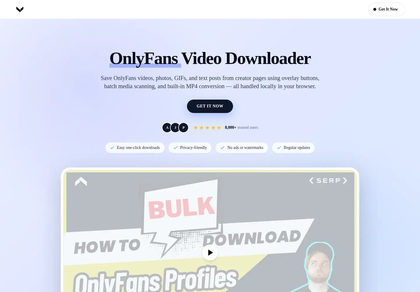 Captured homepage of onlyfansvideodownloader.com in the current scan