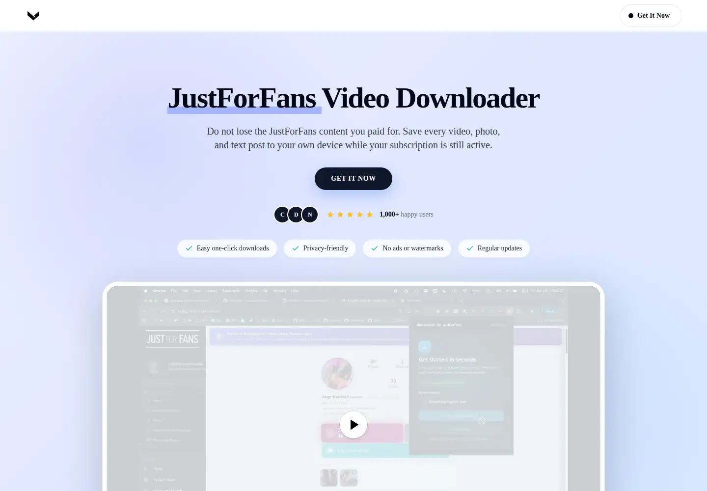 Screenshot of justforfansdownloader.com