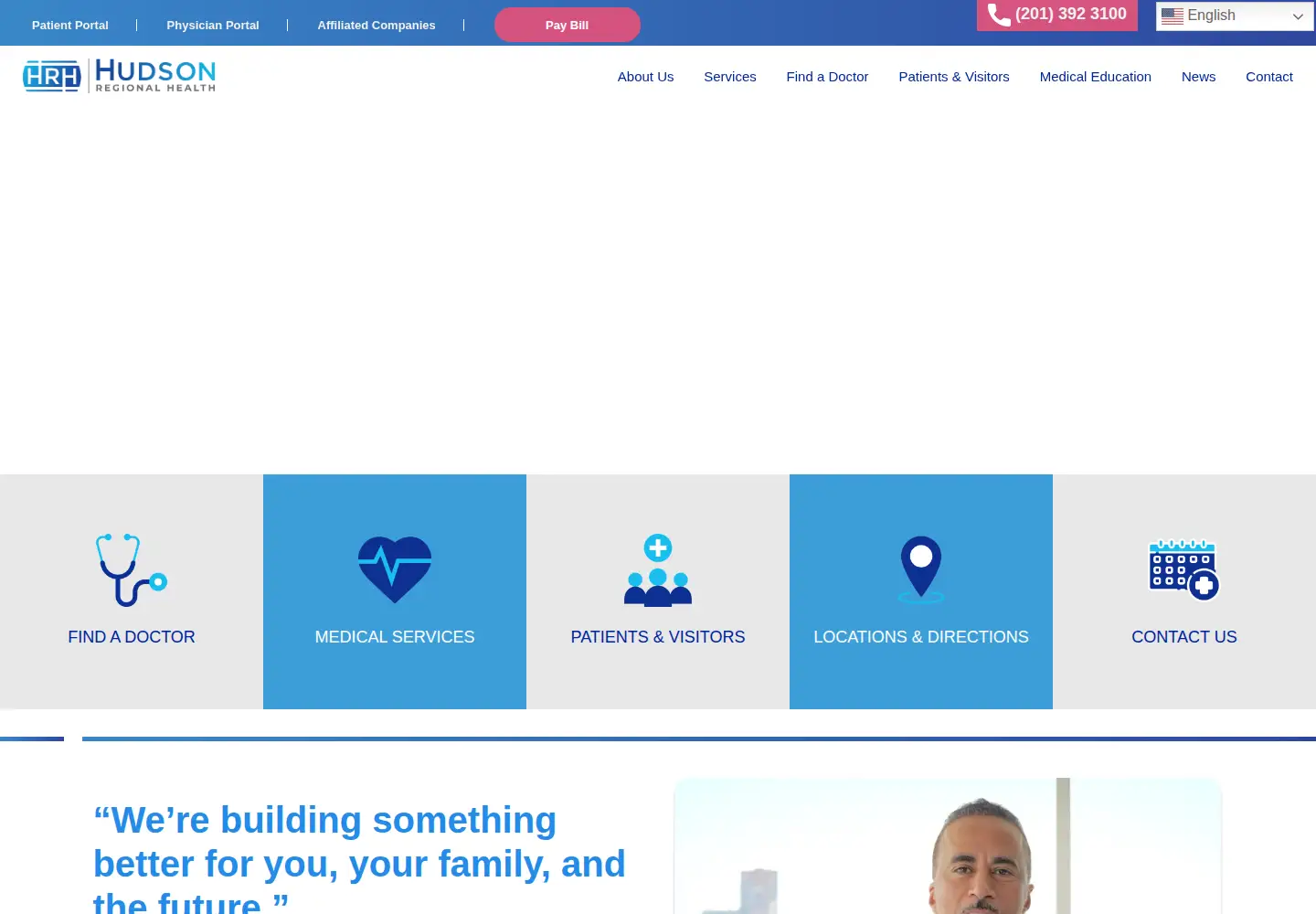 Captured homepage of hudsonregionalhospital.com in the current scan