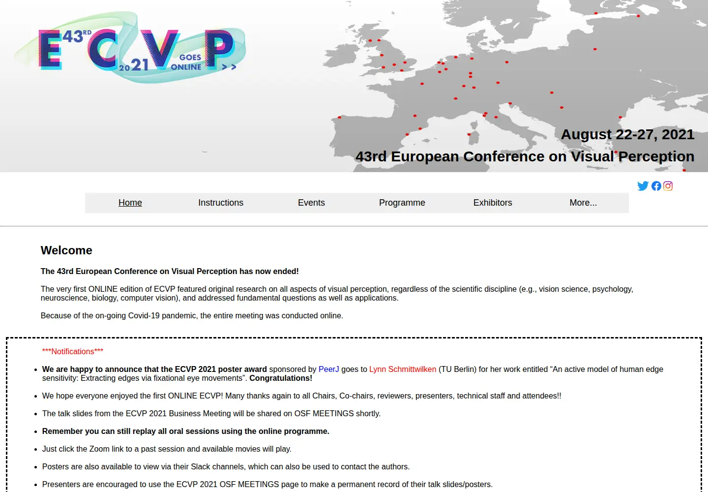 Captured homepage of ecvp2021.org in the current scan