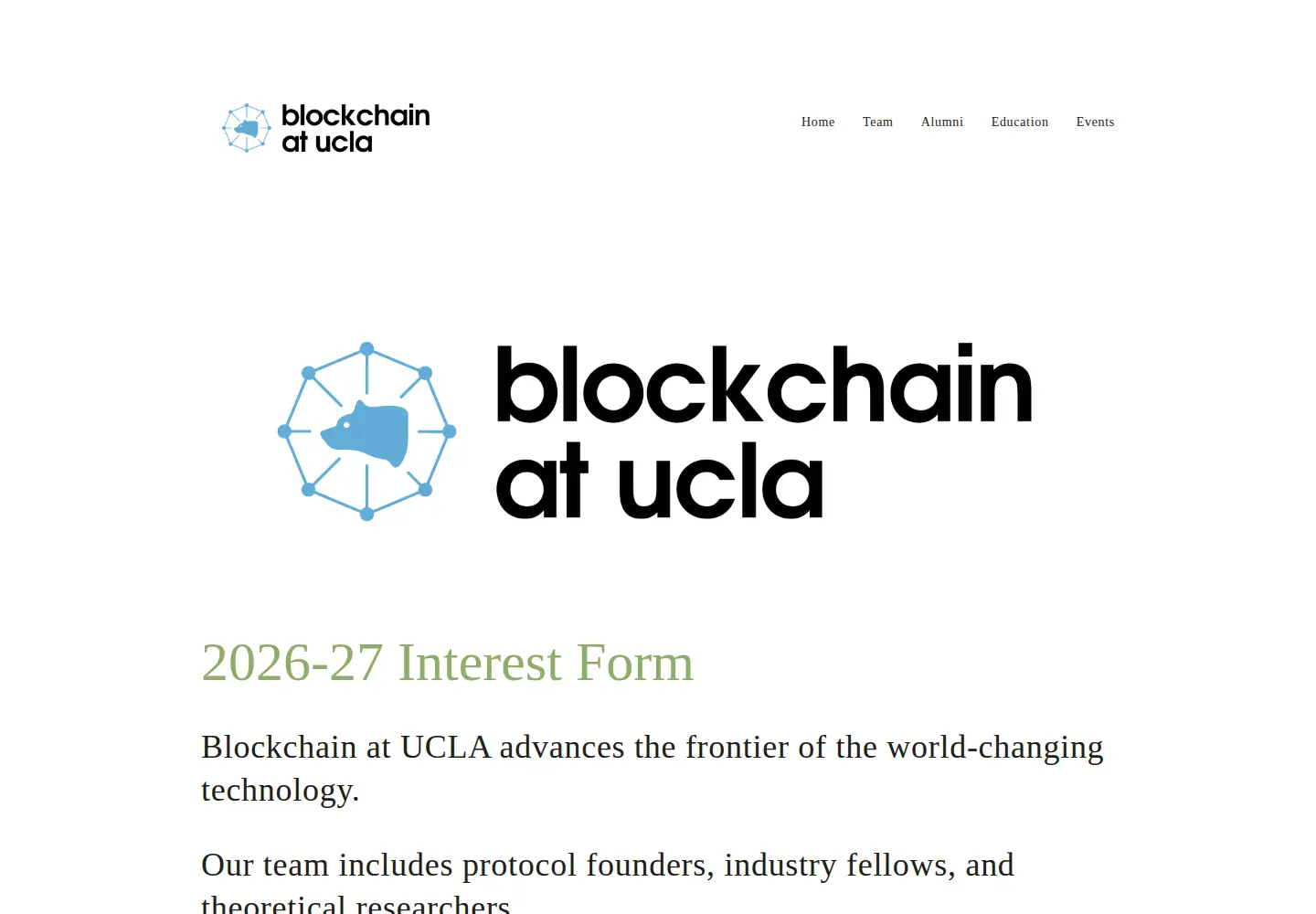 Captured homepage of blockchainatucla.com in the current scan