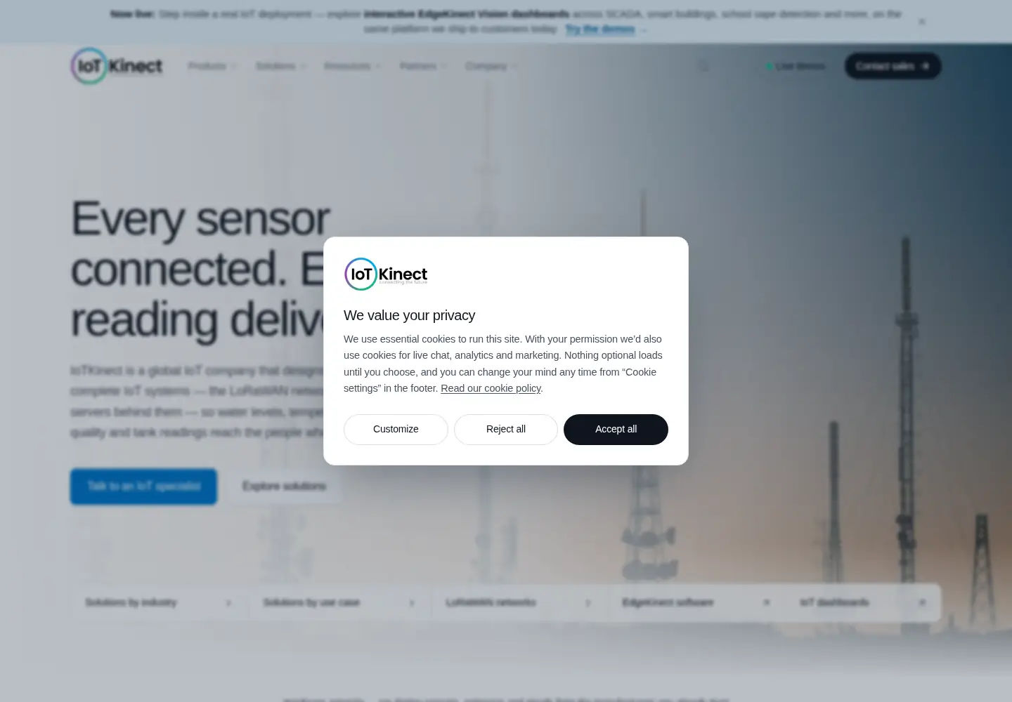 Screenshot of iotkinect.com