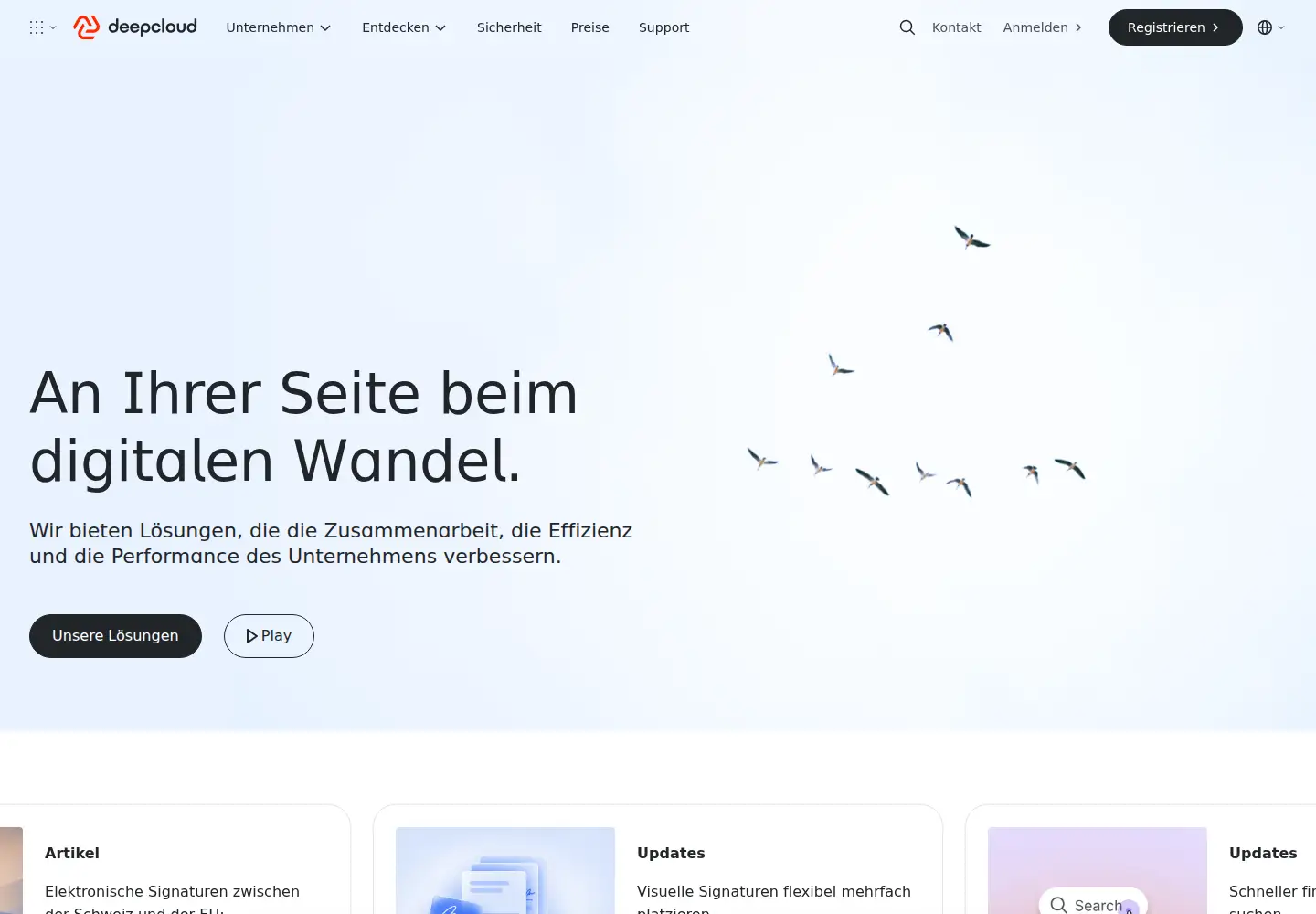Captured homepage of deepcloud.swiss in the current scan