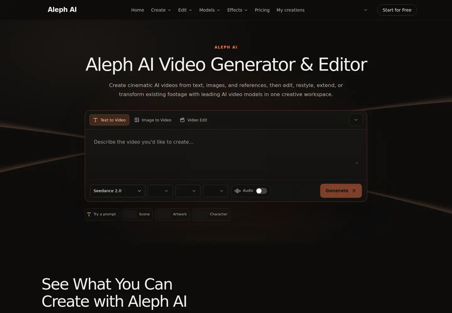 Captured homepage of alephai.app in the current scan