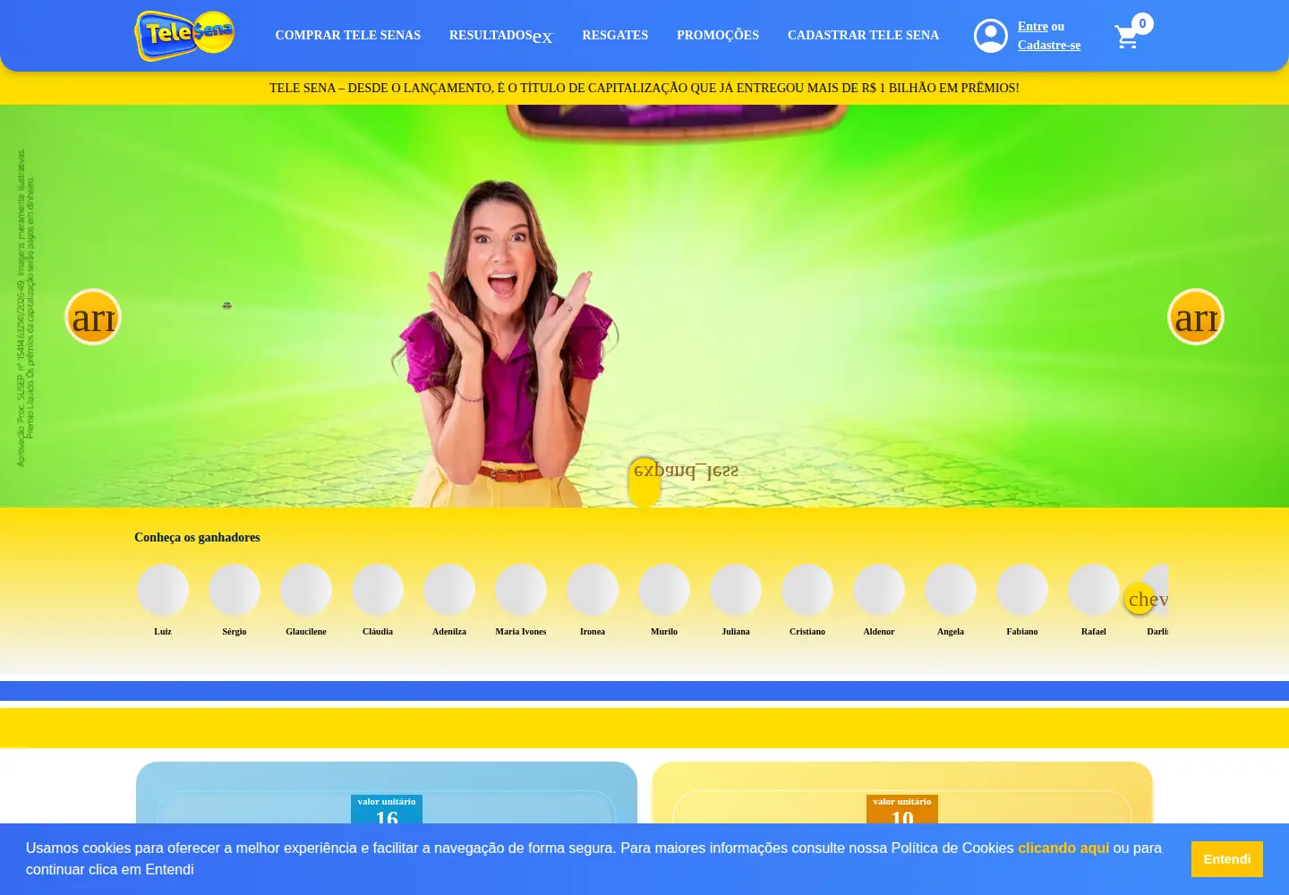 Screenshot of telesena.com.br