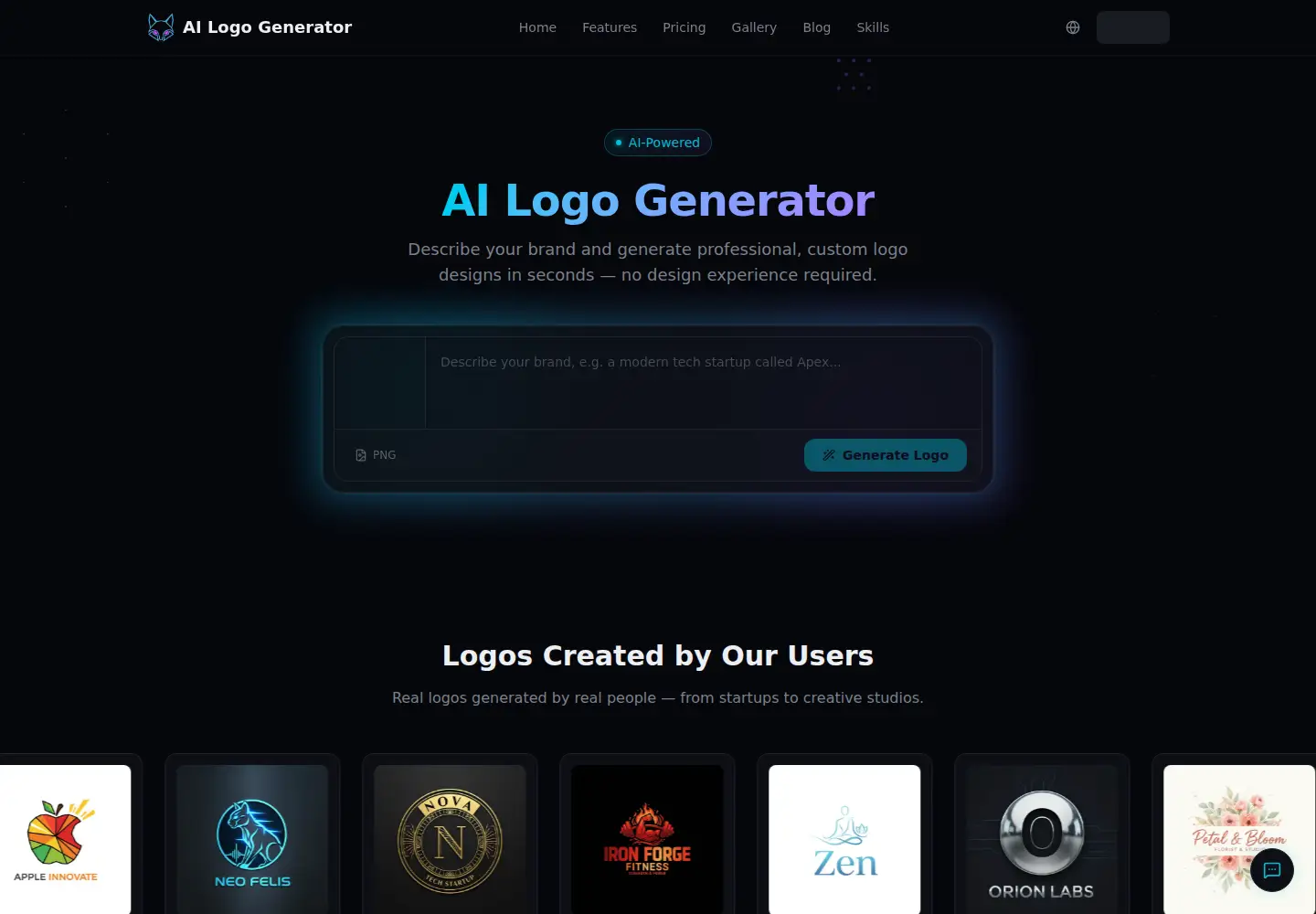 Screenshot of ailogogenerator.online
