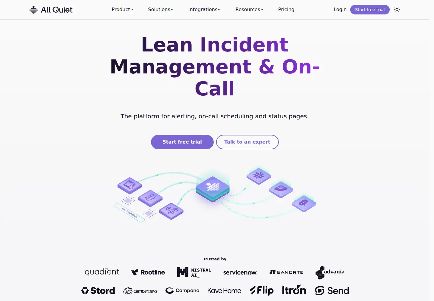 Captured homepage of allquiet.app in the current scan