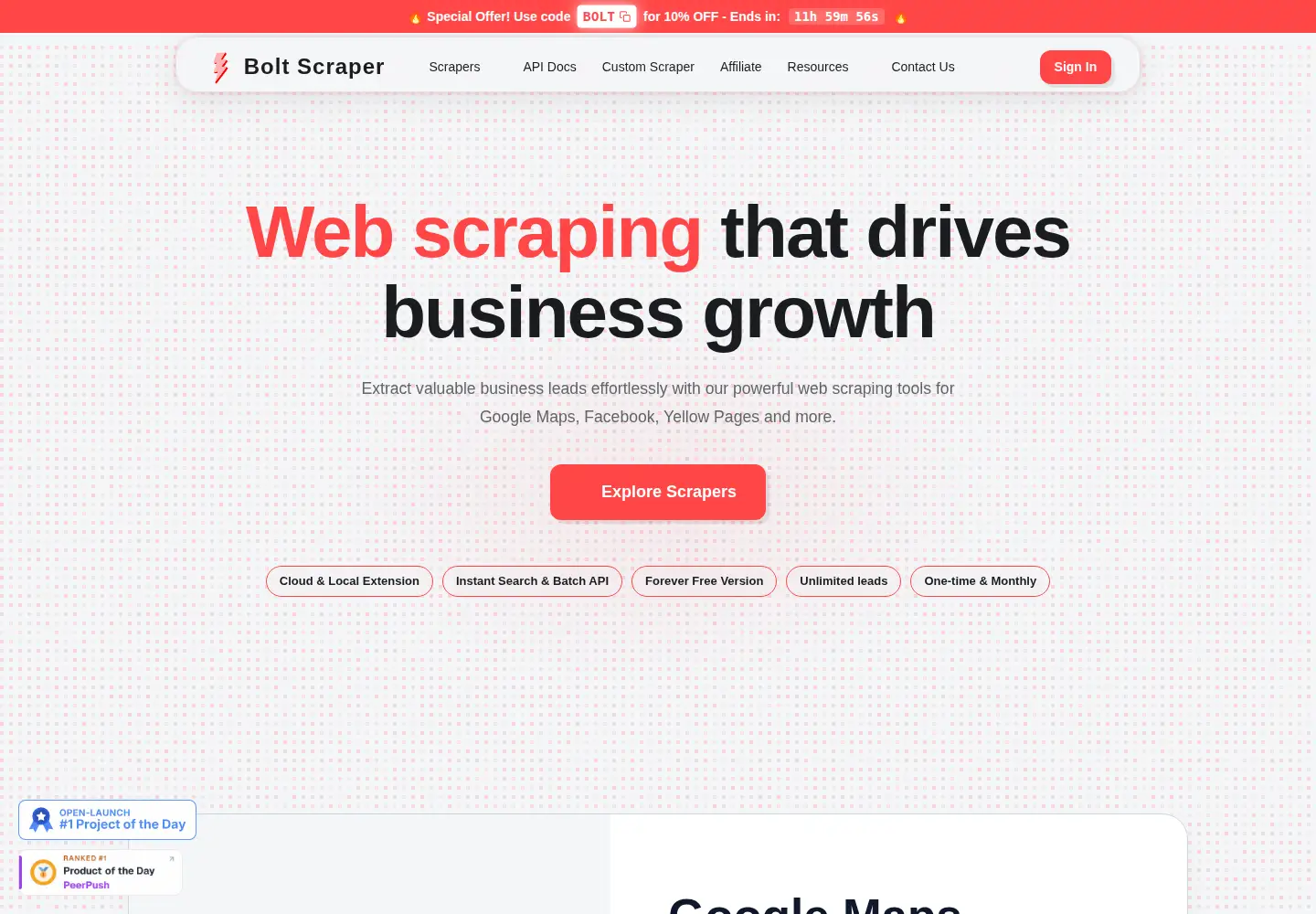 Screenshot of boltscraper.com