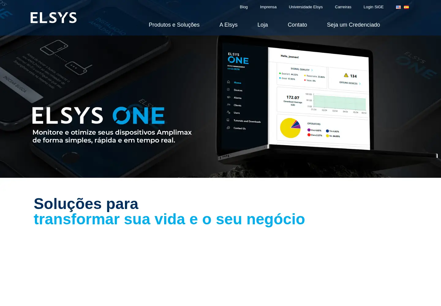 Captured homepage of elsys.com in the current scan