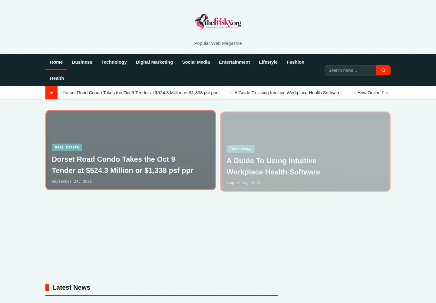 Captured homepage of thefrisky.org in the current scan