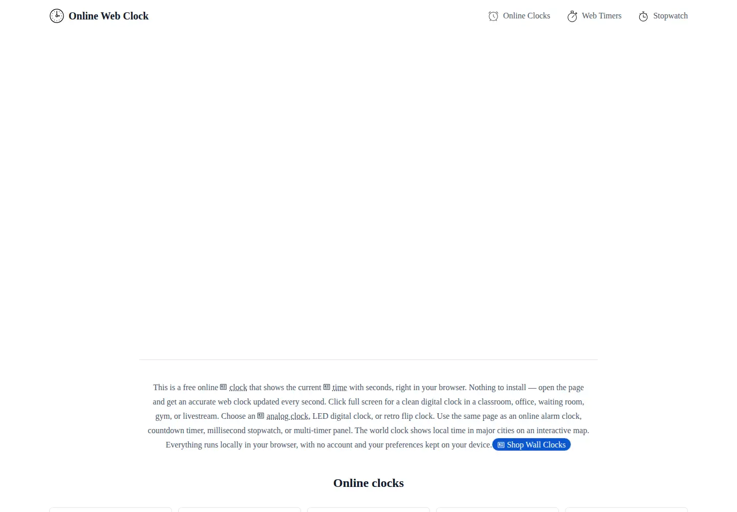 Captured homepage of webclock.online in the current scan