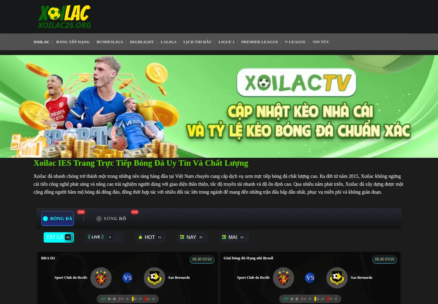 Screenshot of xoilac26.org