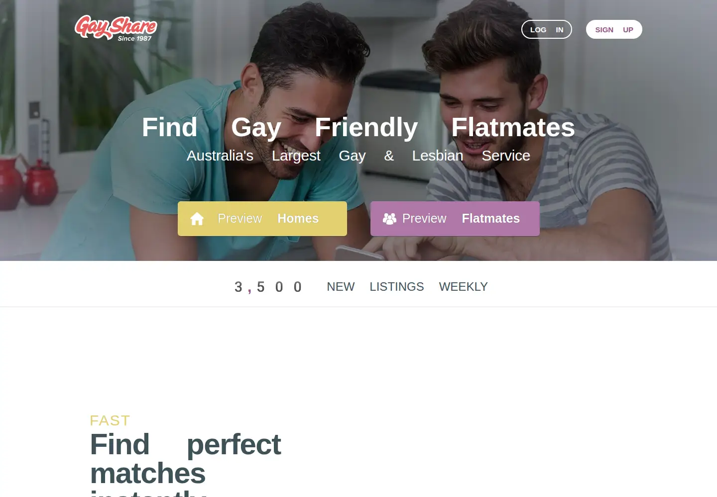 Captured homepage of gayshare.com.au in the current scan