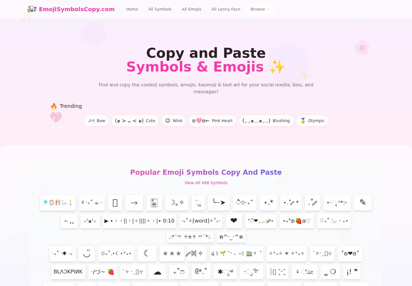 Captured homepage of emojisymbolscopy.com in the current scan