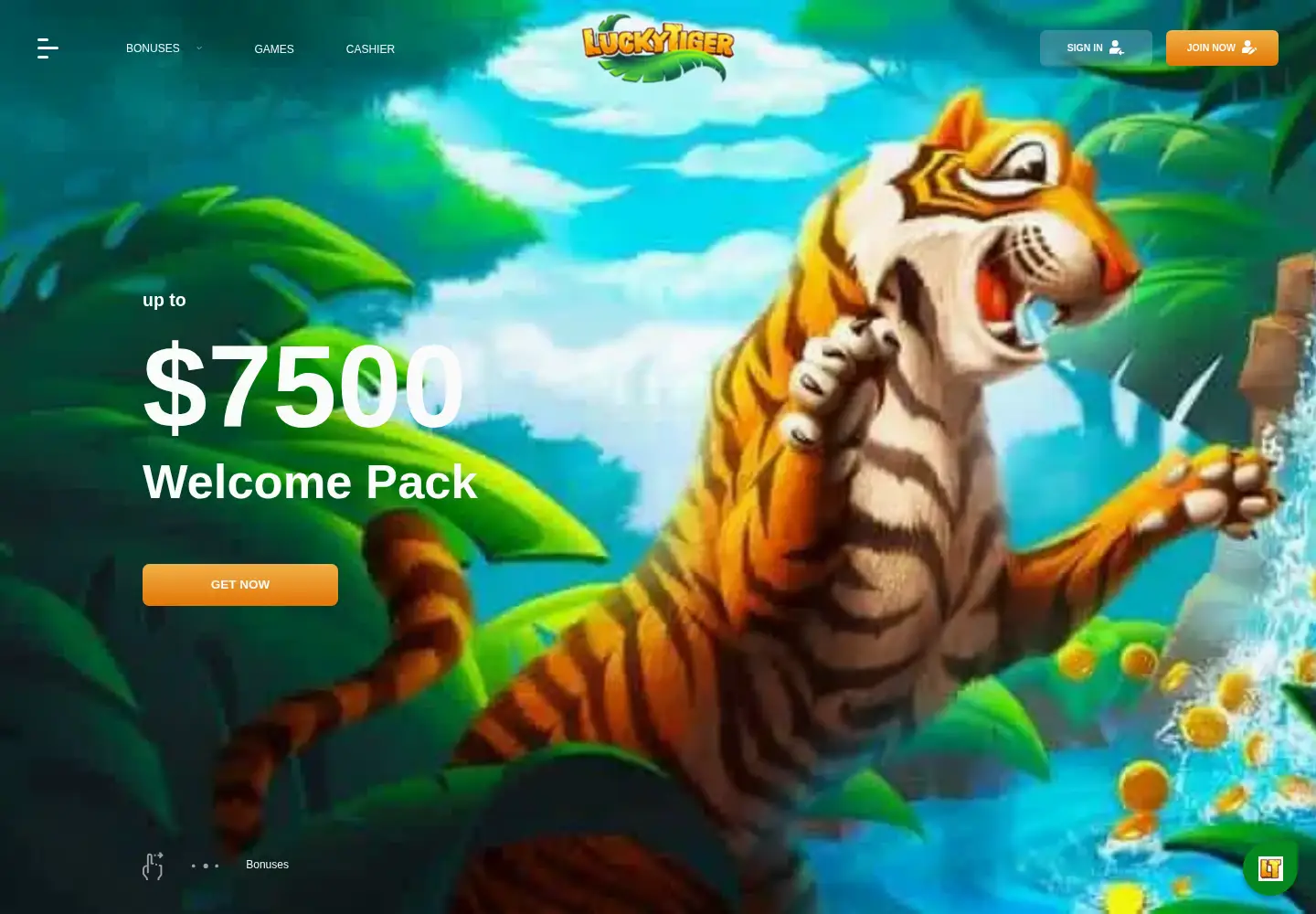 Captured homepage of play-luckytiger.com in the current scan