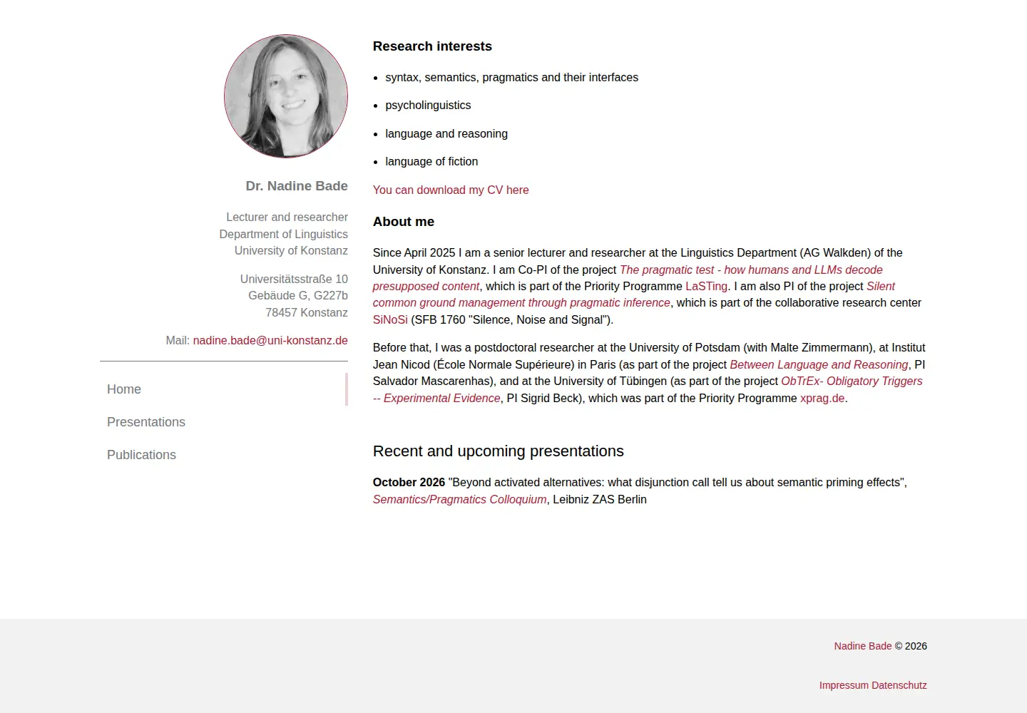 Screenshot of nadinebade.de