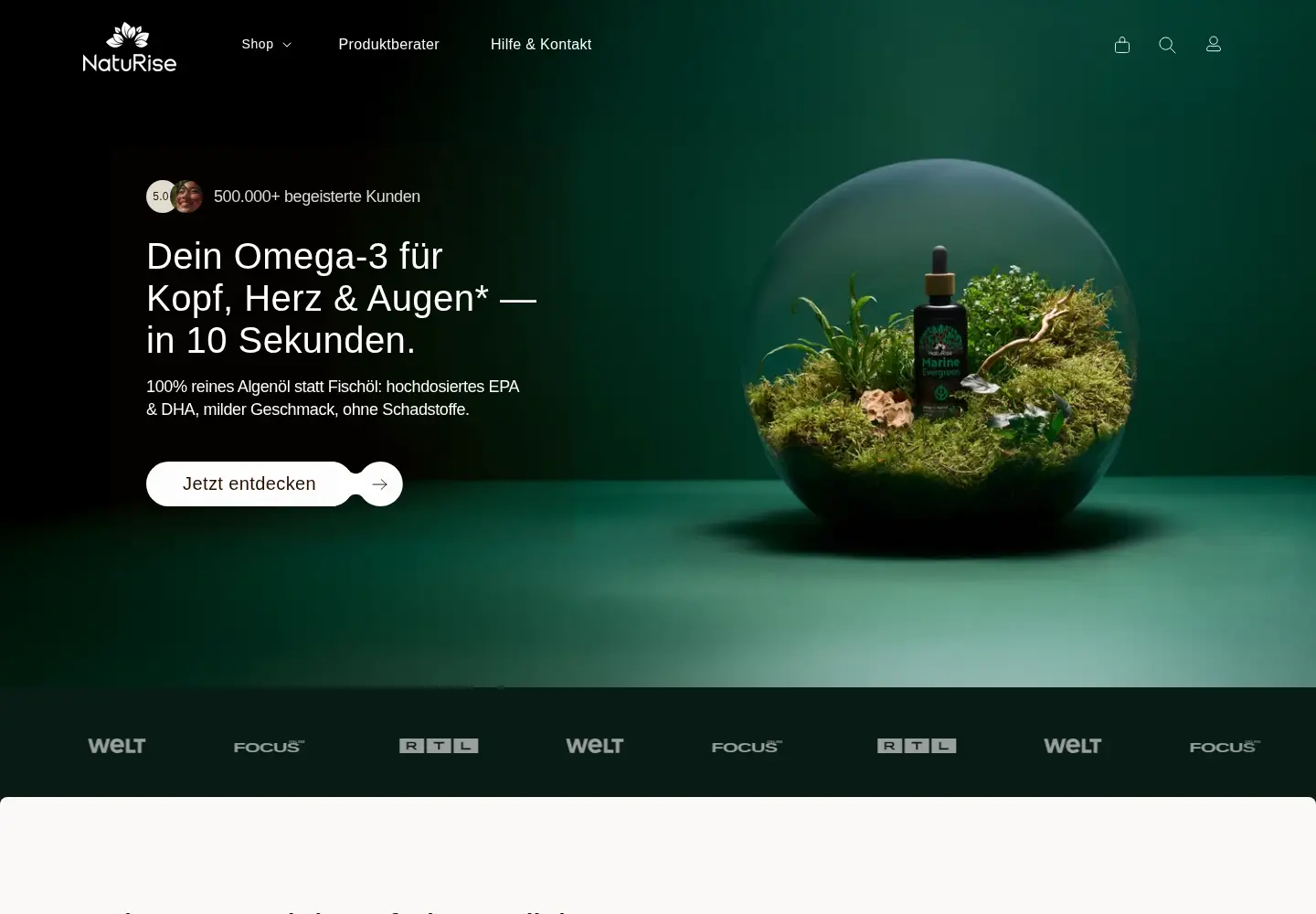 Captured homepage of naturise.de in the current scan