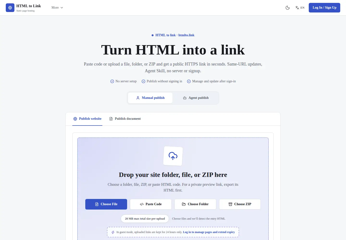Screenshot of htmlto.link