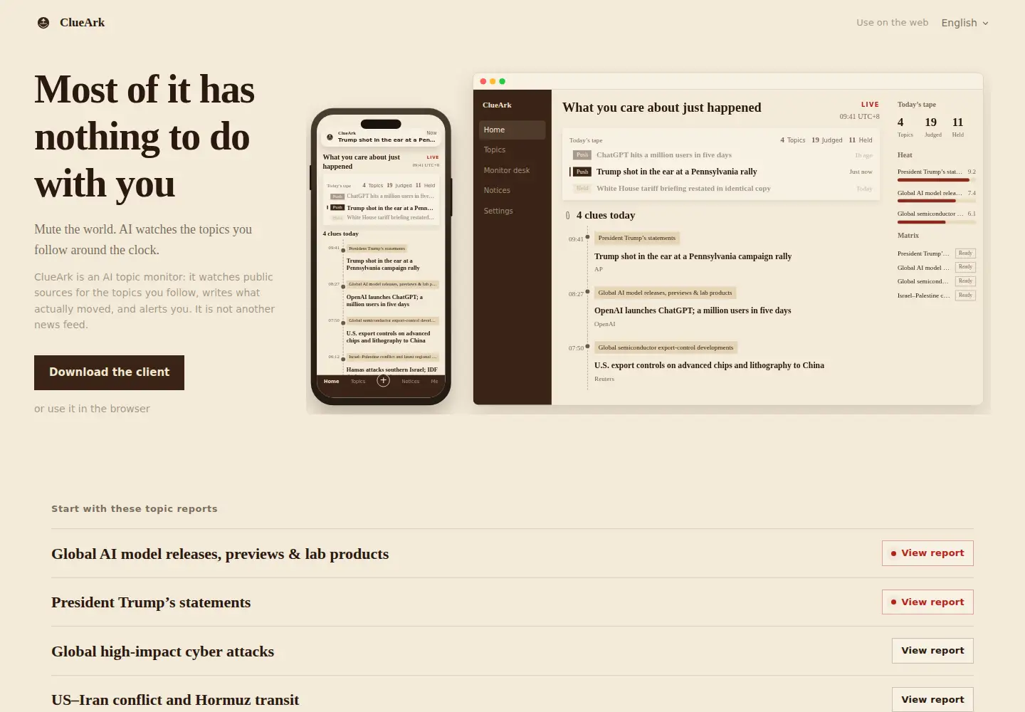 Screenshot of clueark.com