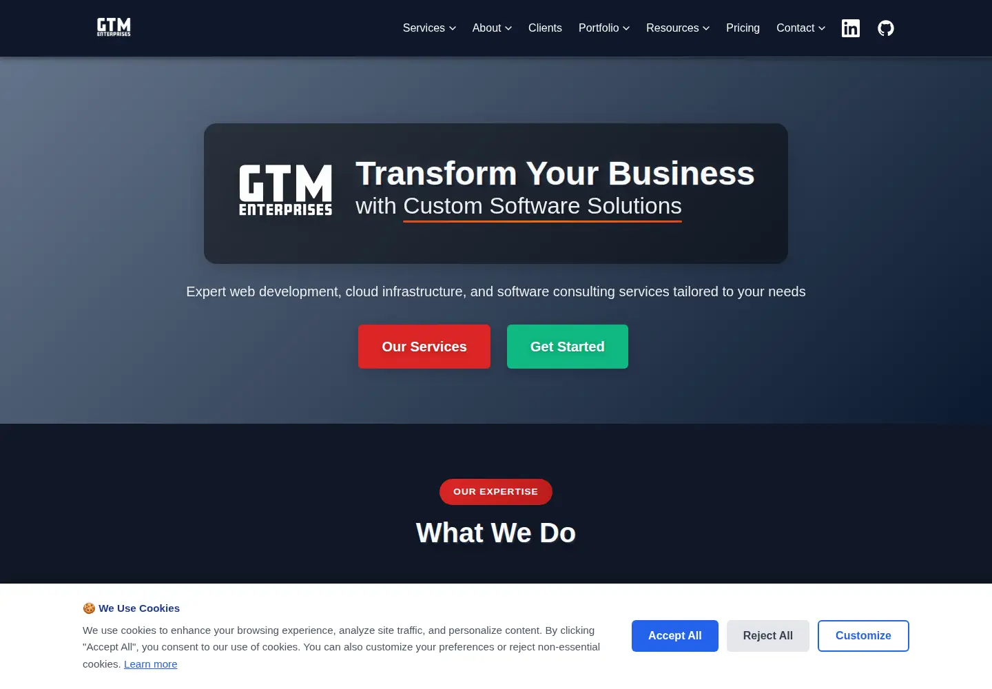 Screenshot of gtmenterprisesllc.com