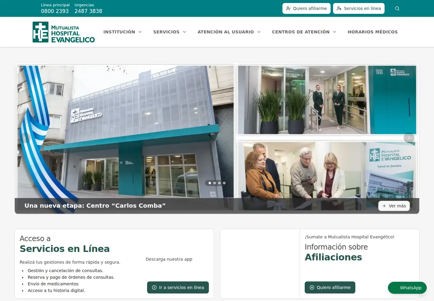 Screenshot of hospitalevangelico.com