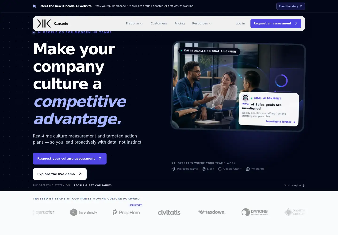 Captured homepage of kincode.ai in the current scan