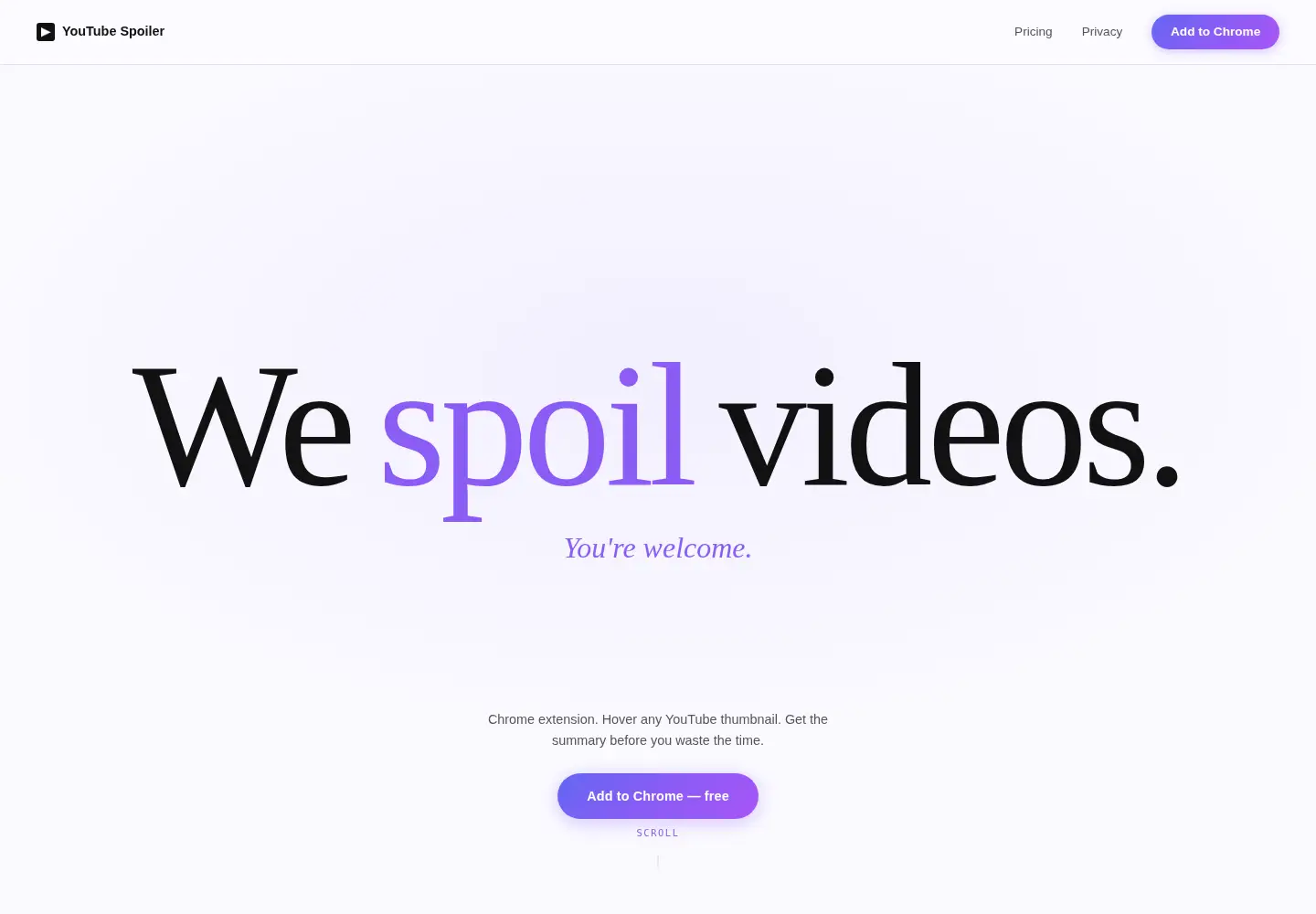 Screenshot of youtubespoiler.com