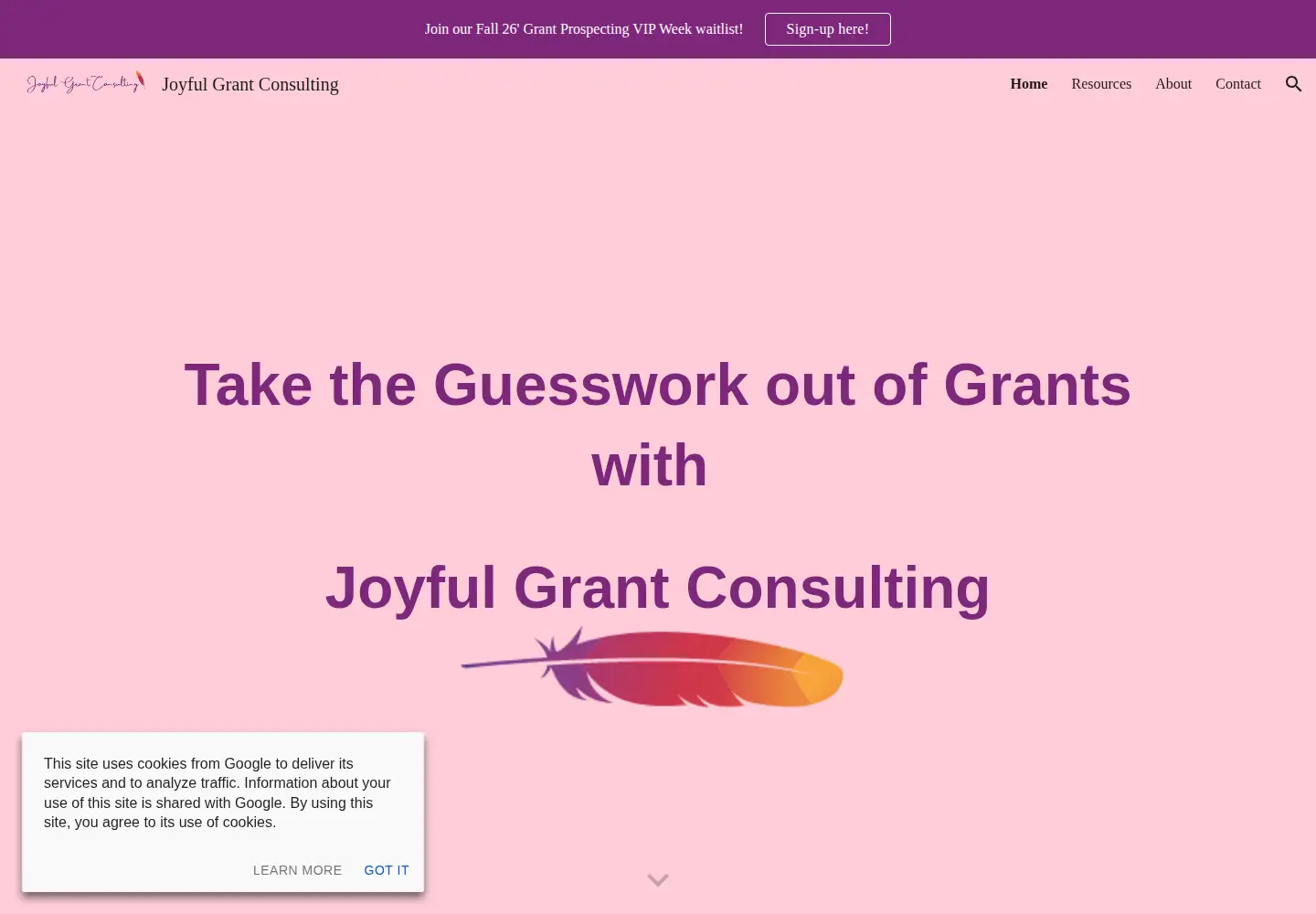 Captured homepage of joyfulgrants.com in the current scan