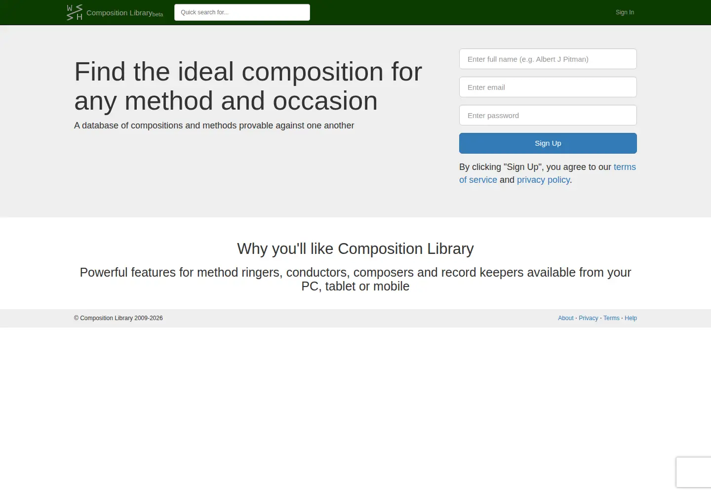 Captured homepage of complib.org in the current scan