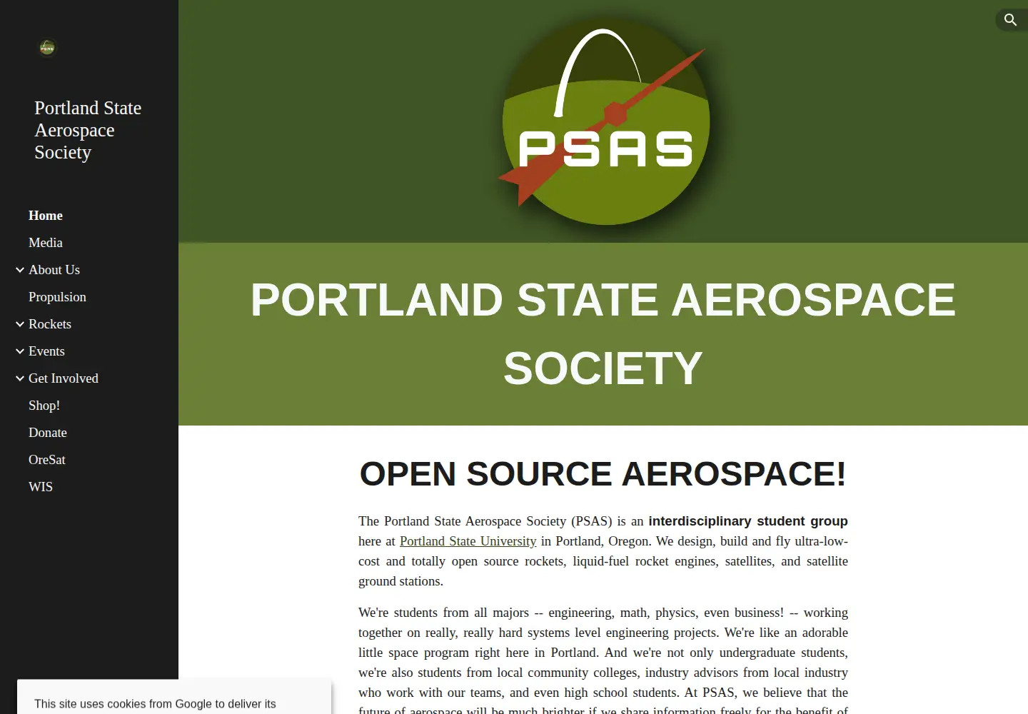 Screenshot of pdxaerospace.org