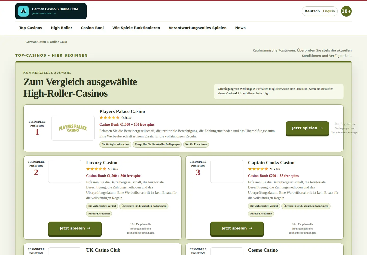 Screenshot of germancasinosonline.com