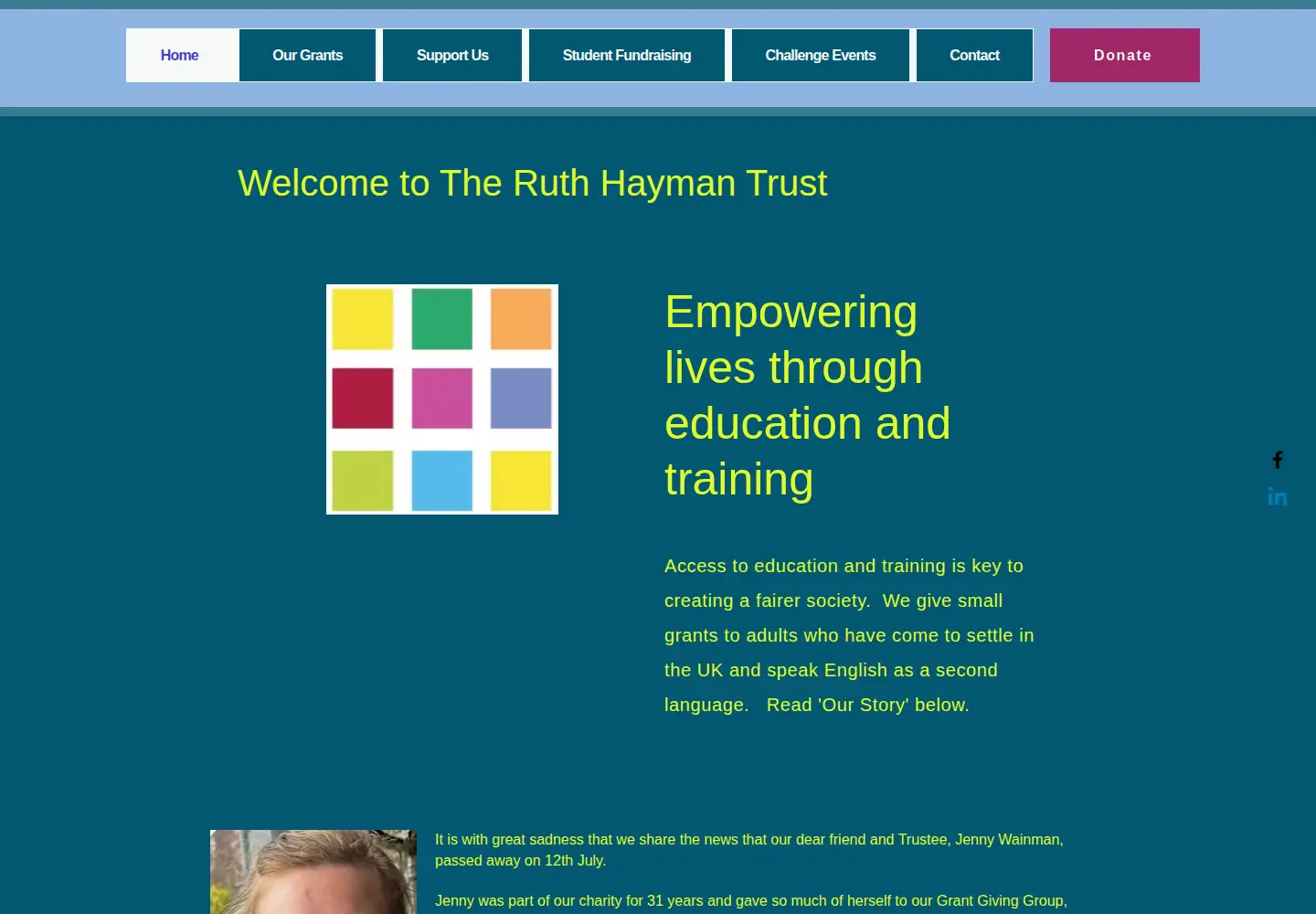 Screenshot of ruthhaymantrust.org.uk