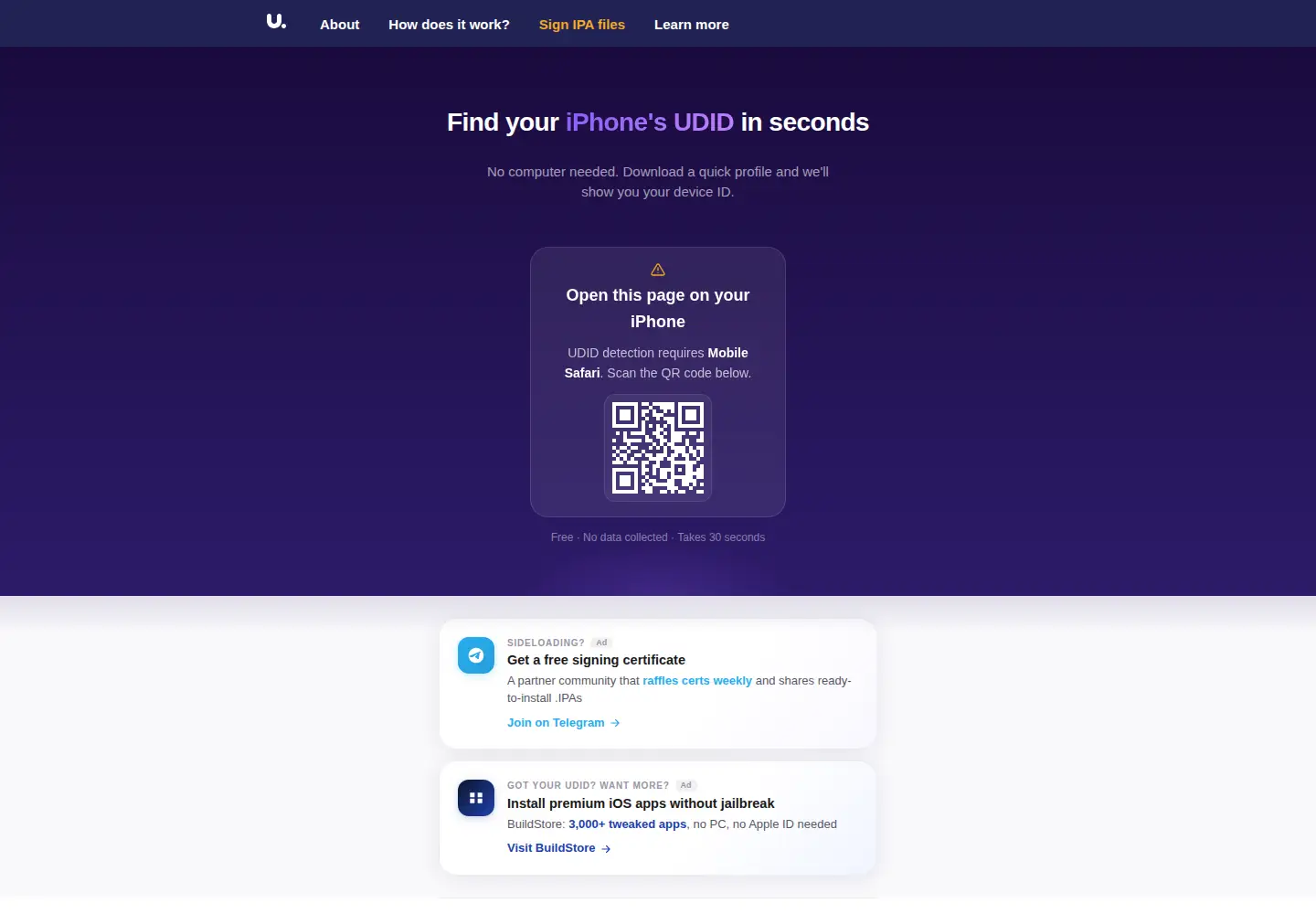 Captured homepage of udid.tech in the current scan