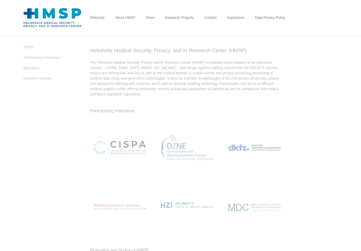 Captured homepage of hmsp.center in the current scan
