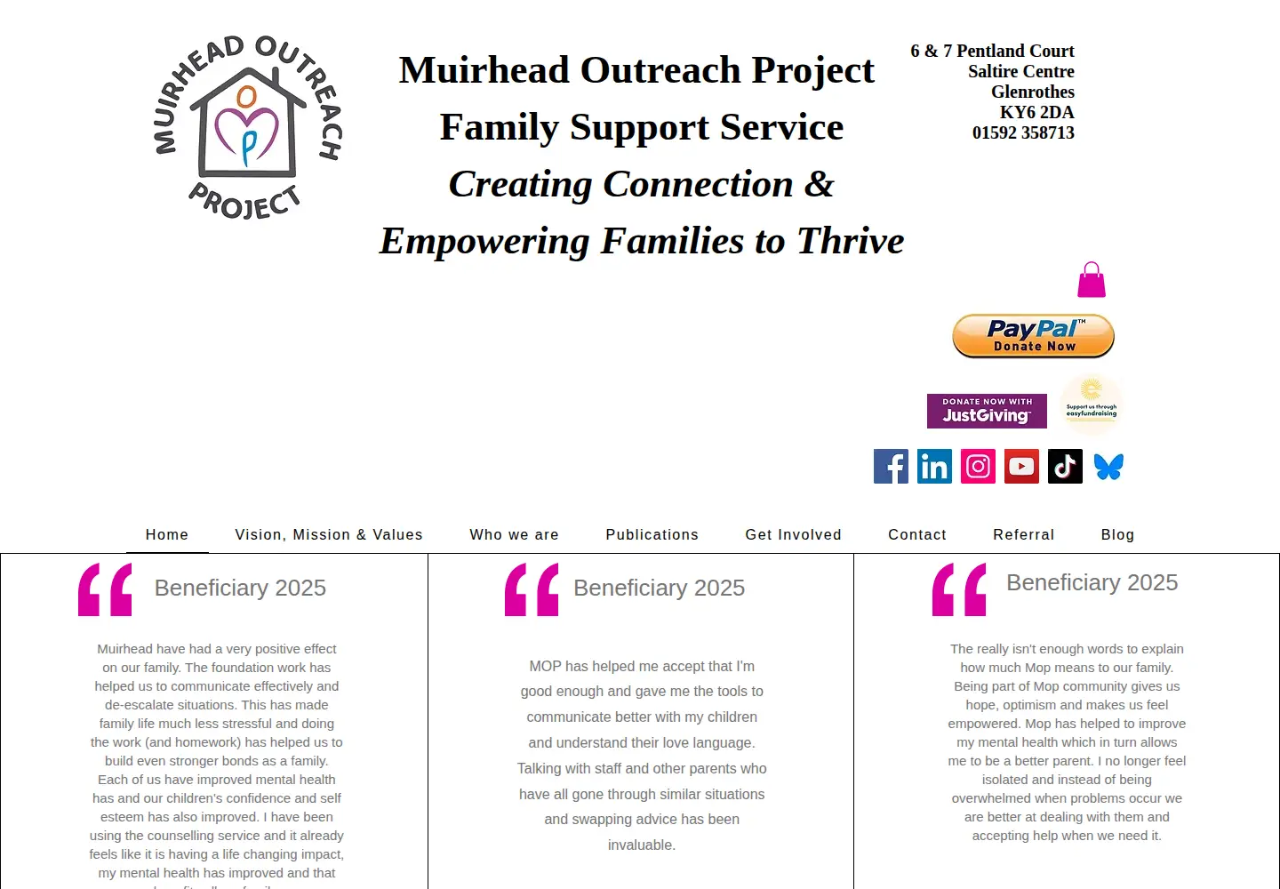 Screenshot of muirhead-outreach.org.uk